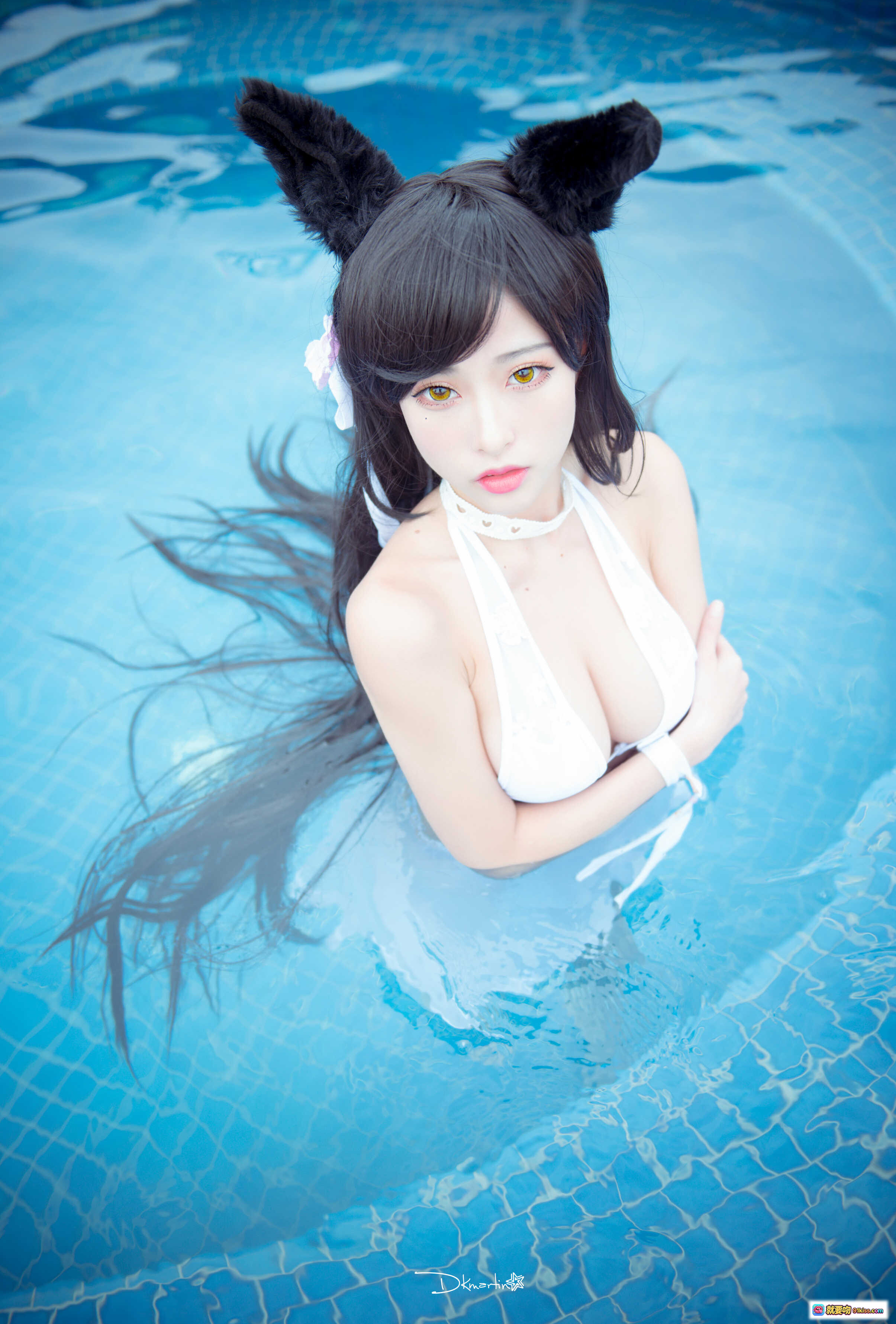 图片[2] - 清水由乃爱宕泳装Ver cosplay写真 | 白色比基尼猫耳长发湖边美少女摄影集 - 就要吻