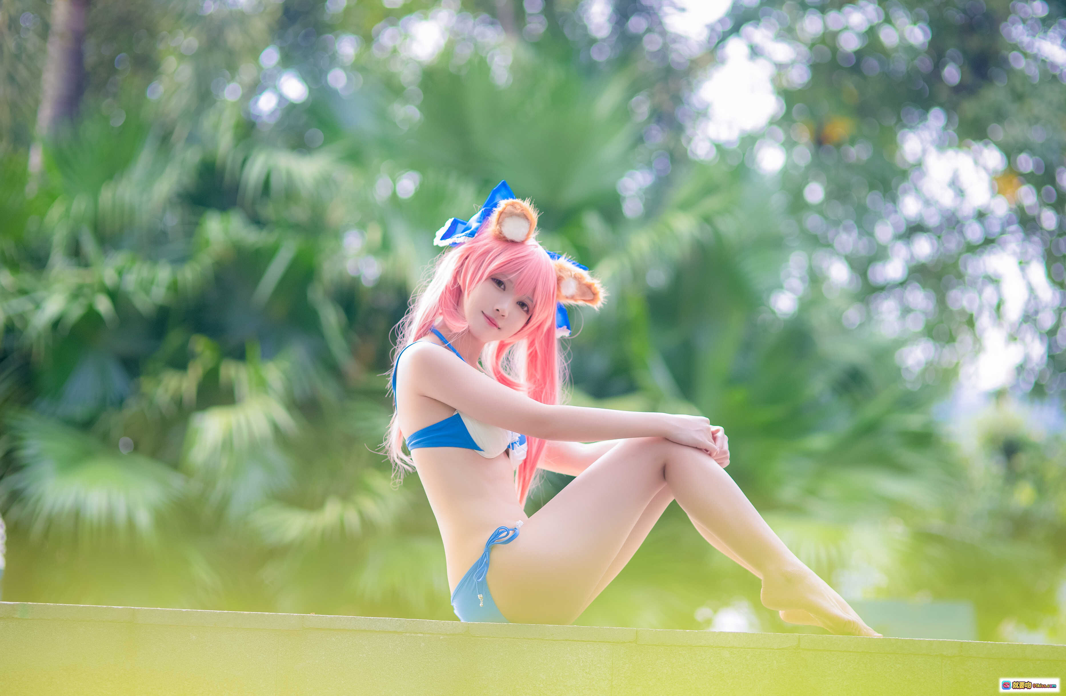 图片[5] - 鳗鱼霏儿NO.075玉藻前泳装写真｜蓝白比基尼沙滩美腿性感COSPLAY摄影图集 - 就要吻