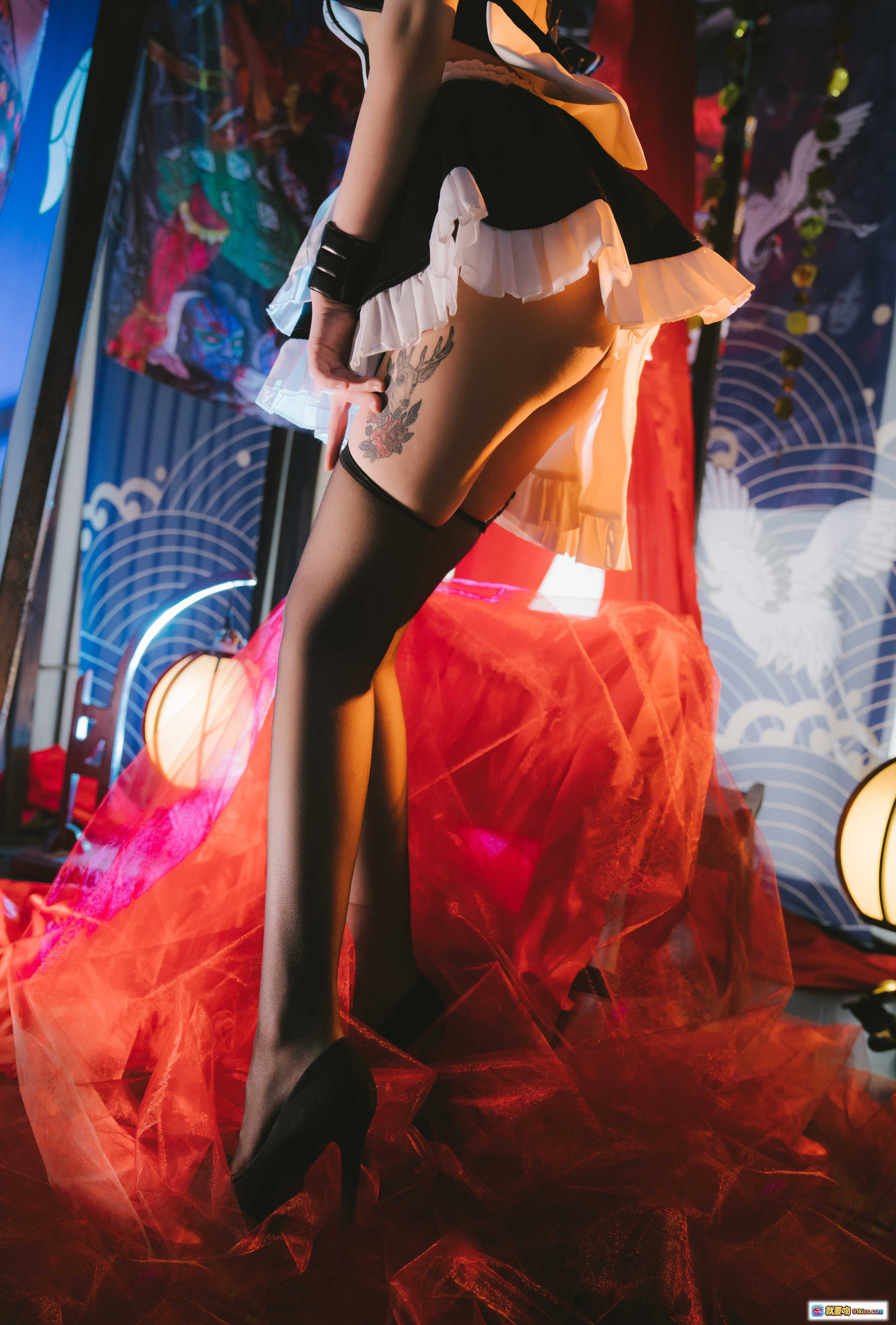 图片[5] - Vams子NO.004酒吞童子Cosplay写真｜黑丝美腿+红纱裙摆+日式和风造型｜42P高清图集 - 就要吻