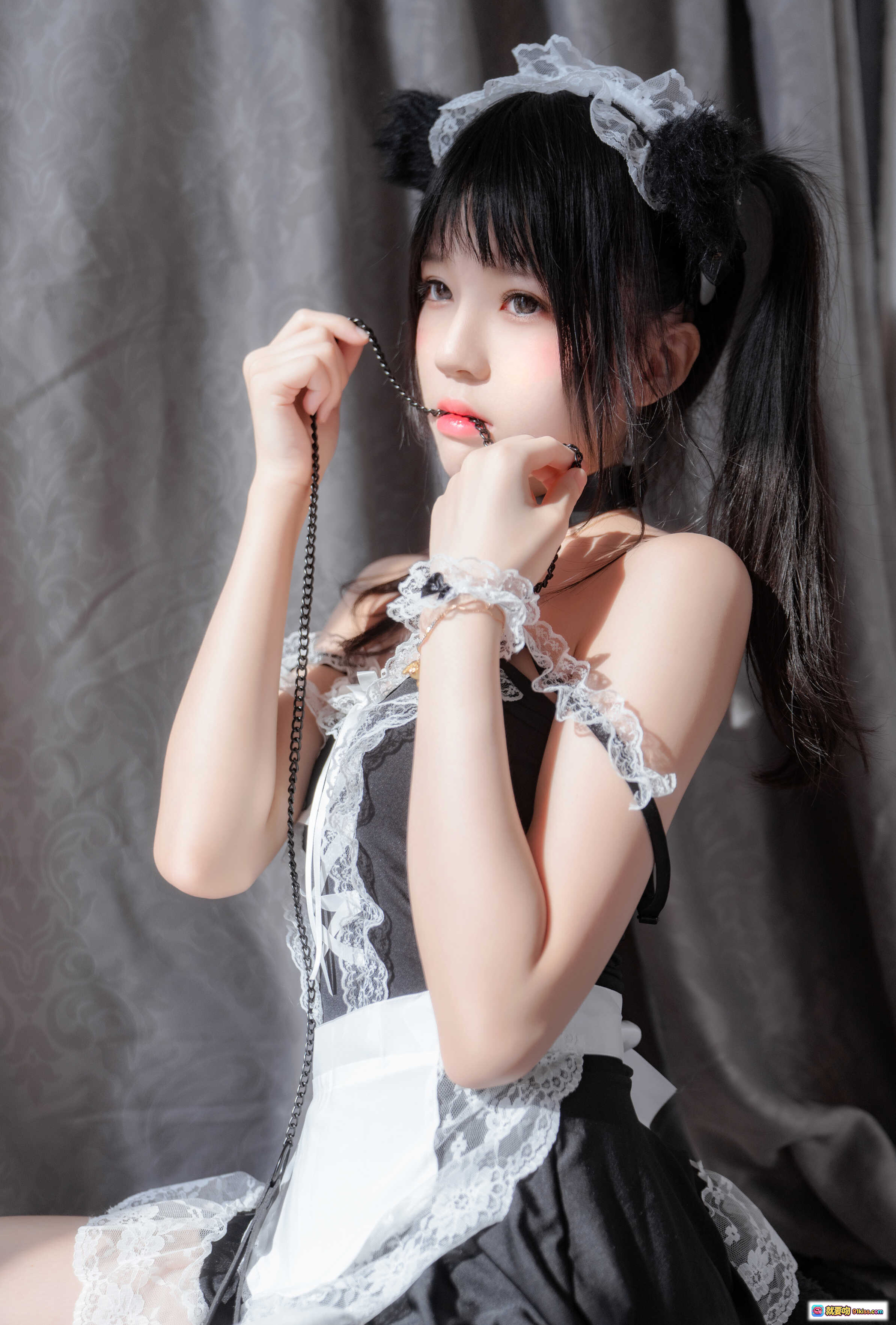 图片[1] - 桜桃喵050黑猫妹抖女仆装蕾丝写真79P高清图集可爱双马尾猫耳发饰甜酷风格 - 就要吻