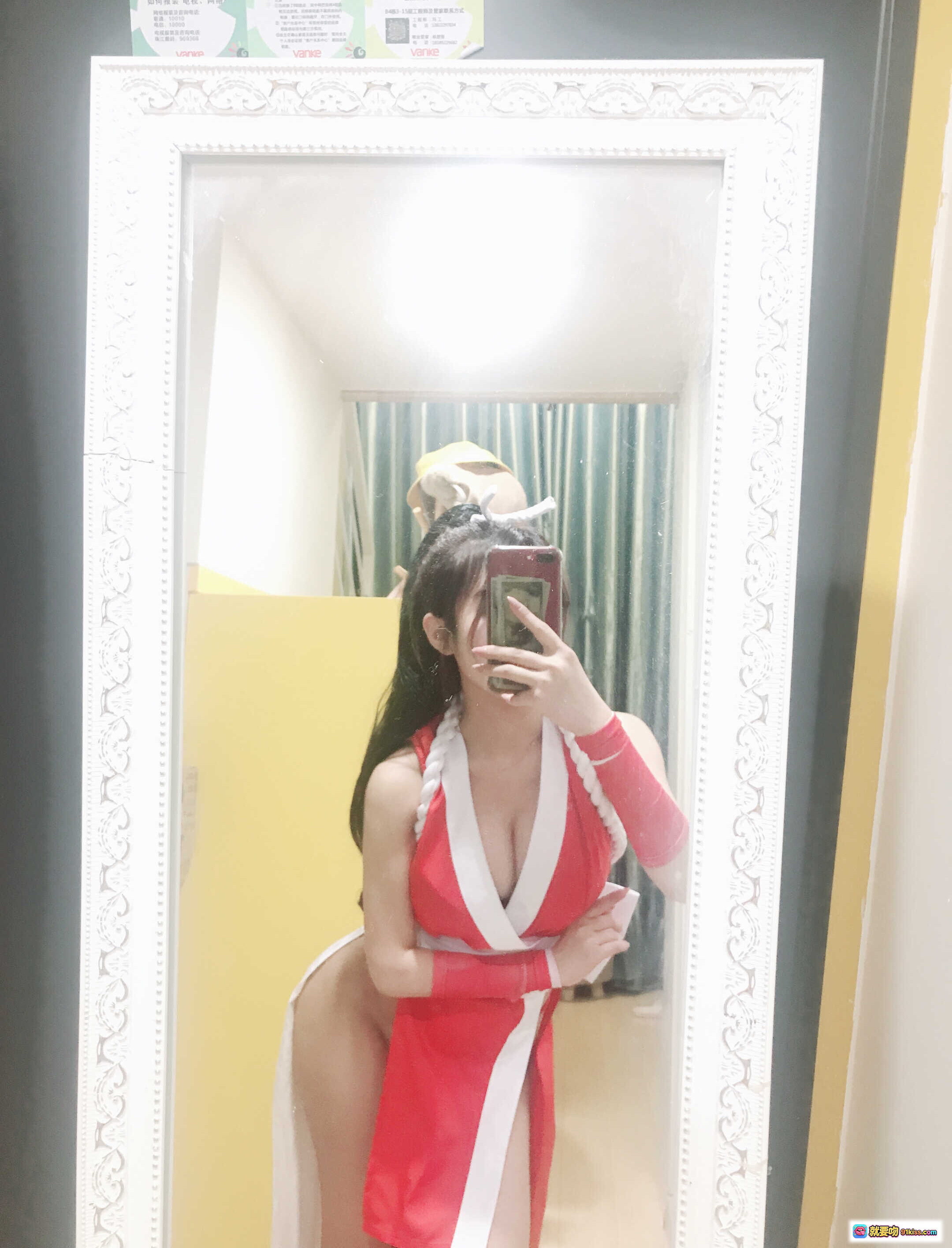 图片[2] - 鬼畜瑶NO.001不知火舞cosplay写真 红白战衣性感跪姿镜前自拍 8P32MB高清图集 - 就要吻