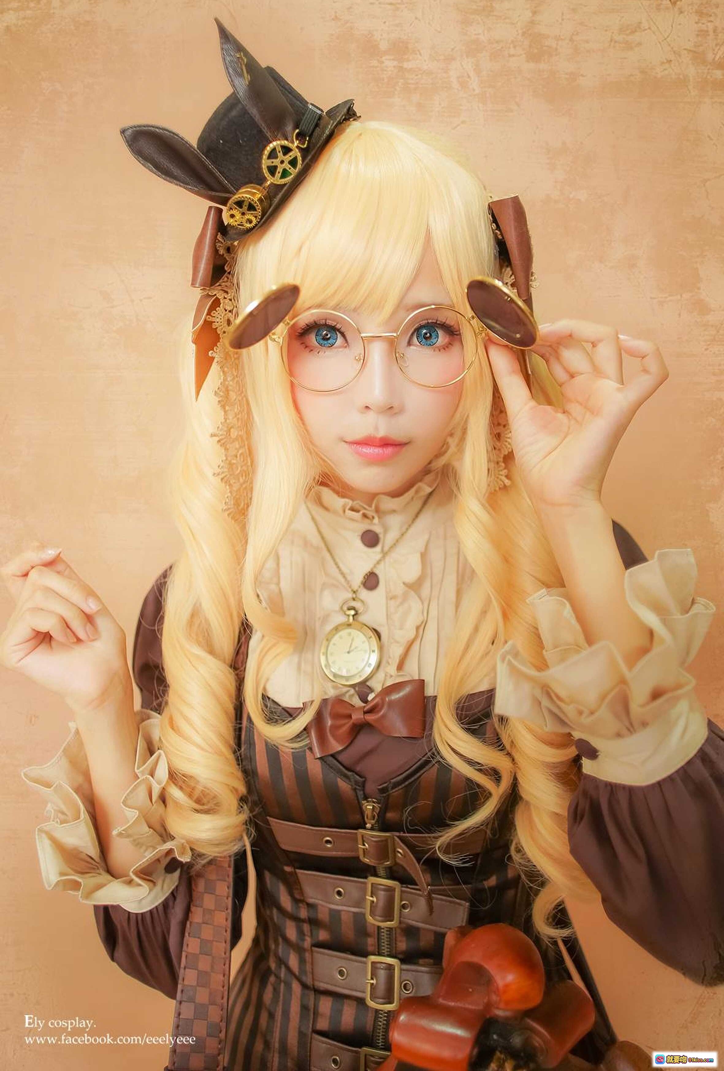 图片[5] - ElyEE子NO.030蒸汽朋克女战士cosplay｜复古机械枪械+蕾丝渔网袜+棕色层叠裙装+护目镜帽饰 - 就要吻