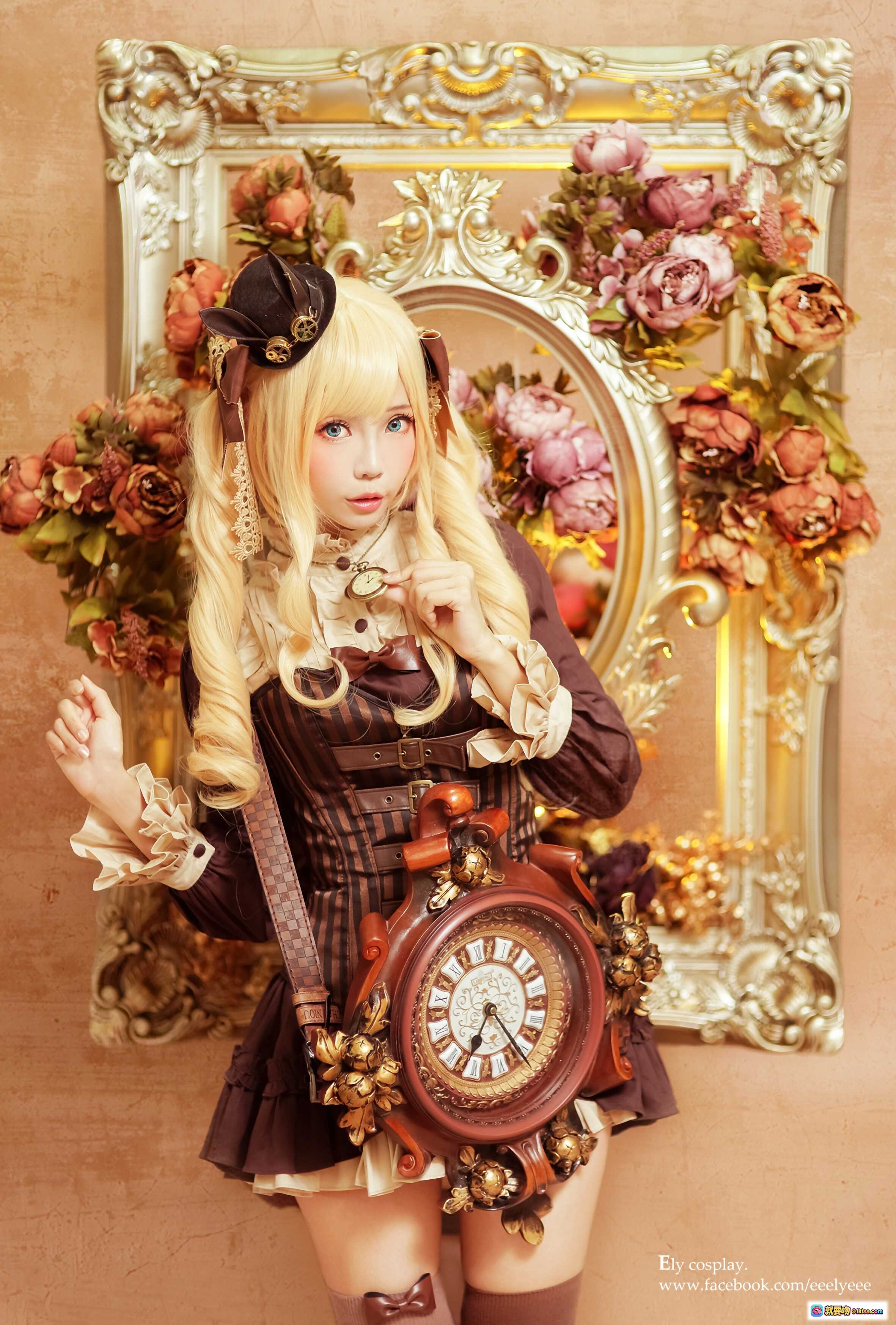 图片[4] - ElyEE子NO.030蒸汽朋克女战士cosplay｜复古机械枪械+蕾丝渔网袜+棕色层叠裙装+护目镜帽饰 - 就要吻