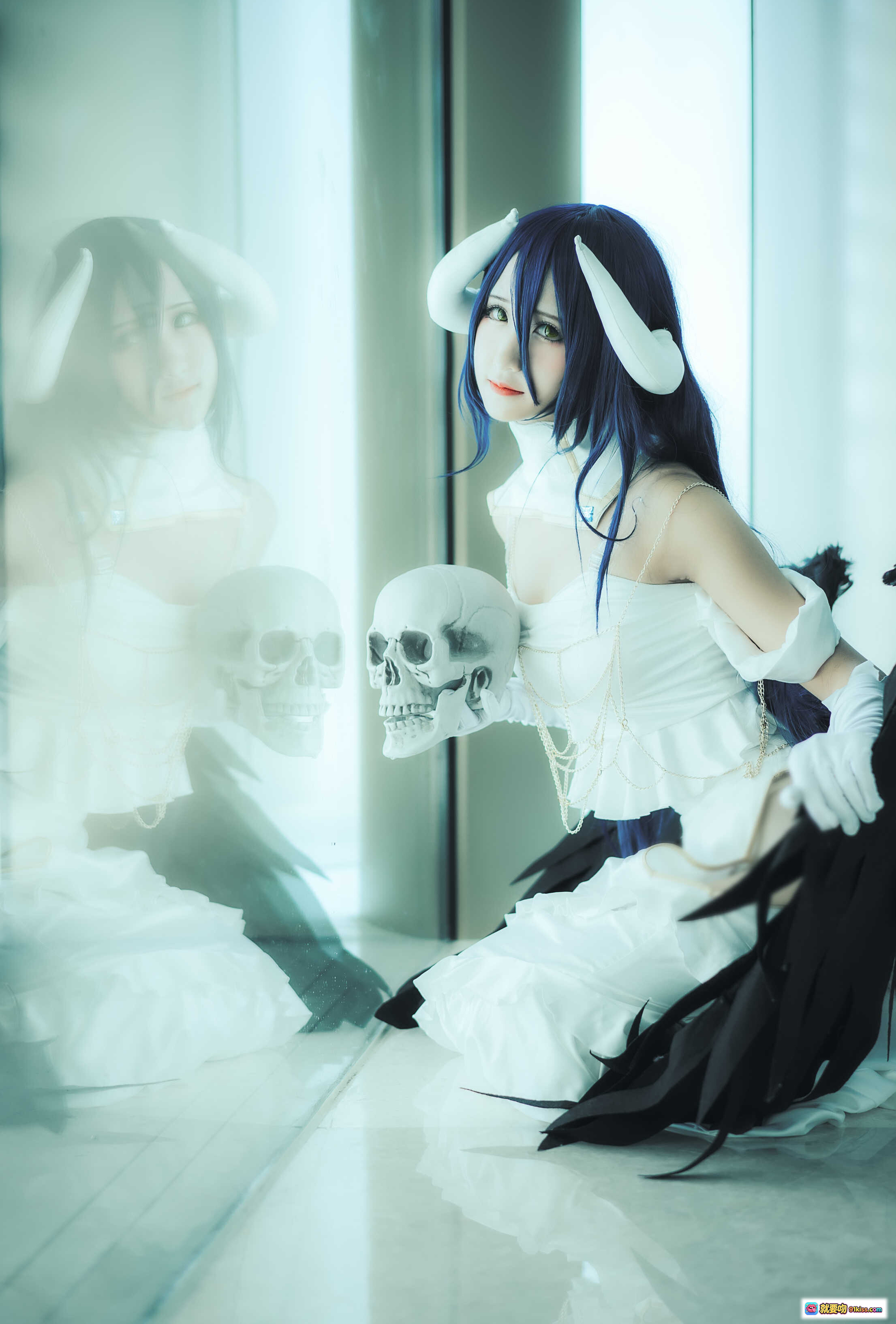 图片[6] - 雅儿贝德cosplay白裙紫发角饰骷髅道具精致还原三度_69 NO.032高画质写真集 - 就要吻