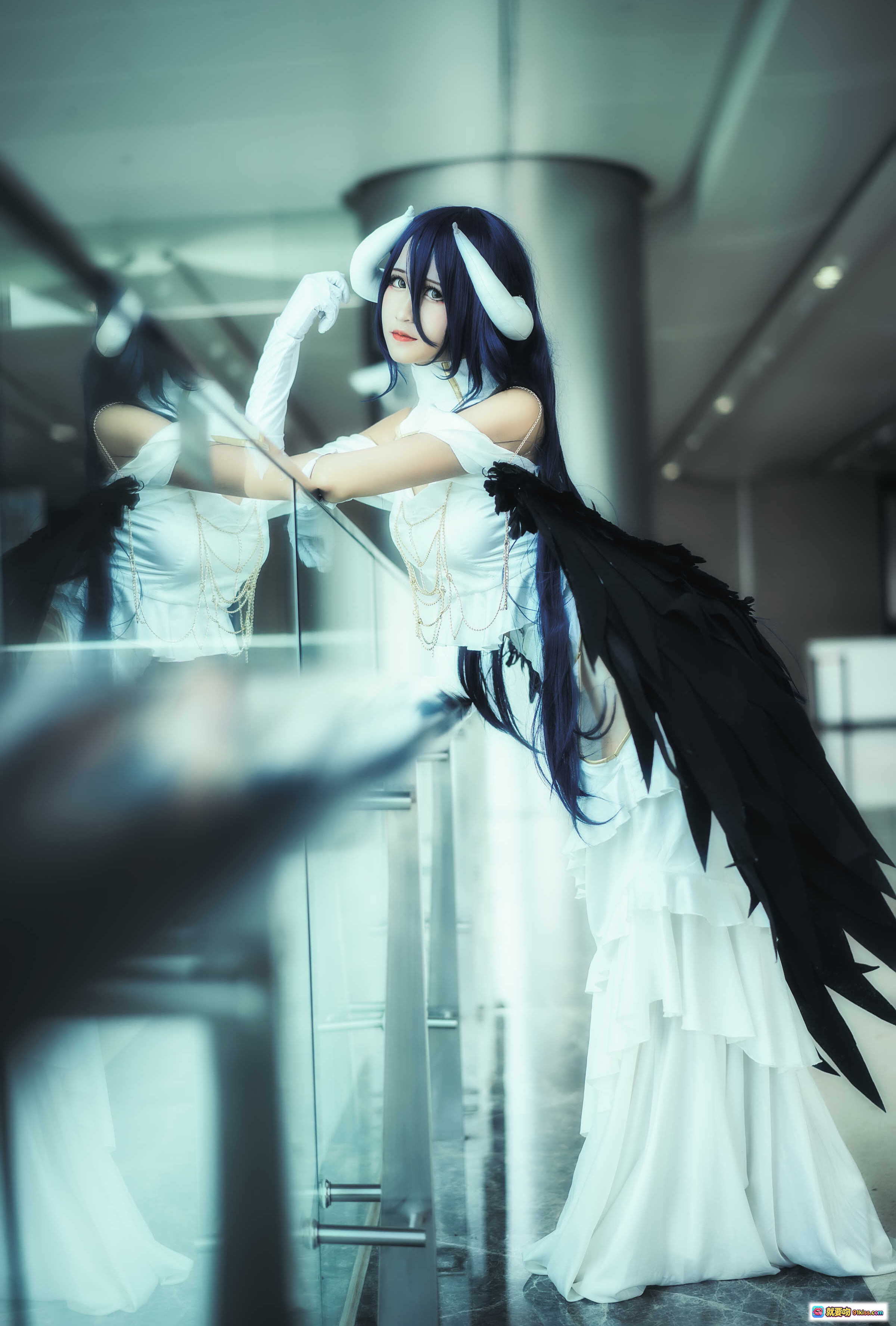 图片[3] - 雅儿贝德cosplay白裙紫发角饰骷髅道具精致还原三度_69 NO.032高画质写真集 - 就要吻