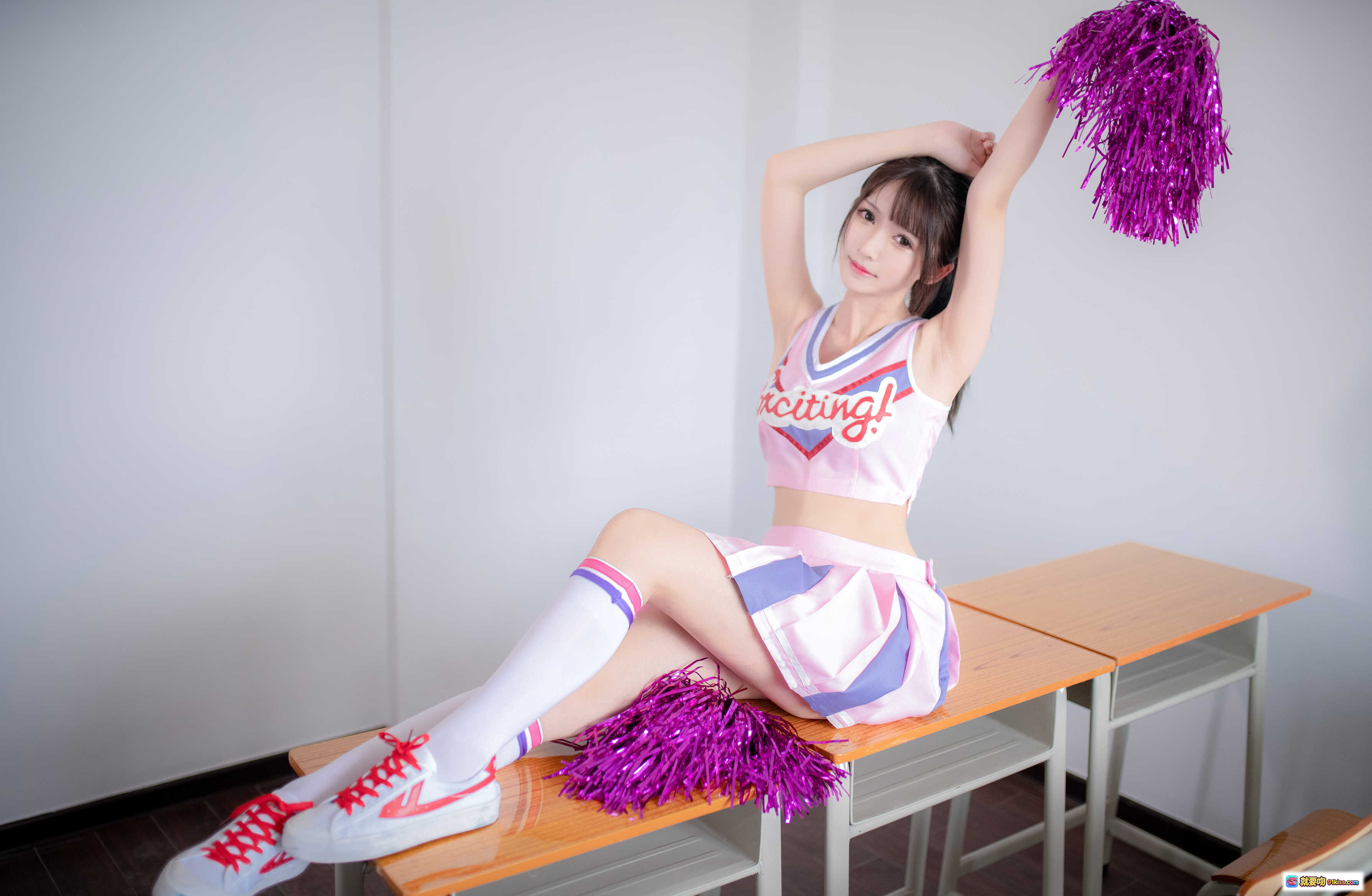 图片[10] - 鳗鱼霏儿NO.040路人女主惠Cosplay写真｜粉色内衣红蝴蝶结白丝袜甜美性感私房照 - 就要吻