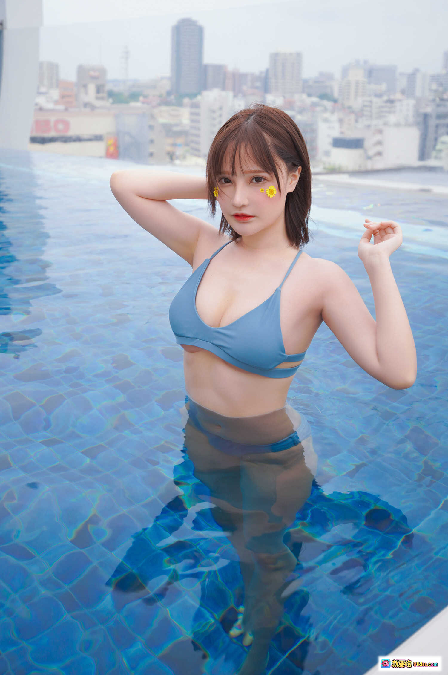 图片[10] - 千夜未来NO.008水着写真｜蓝色比基尼泳池边甜美笑容｜日系少女风｜高清17P美图 - 就要吻
