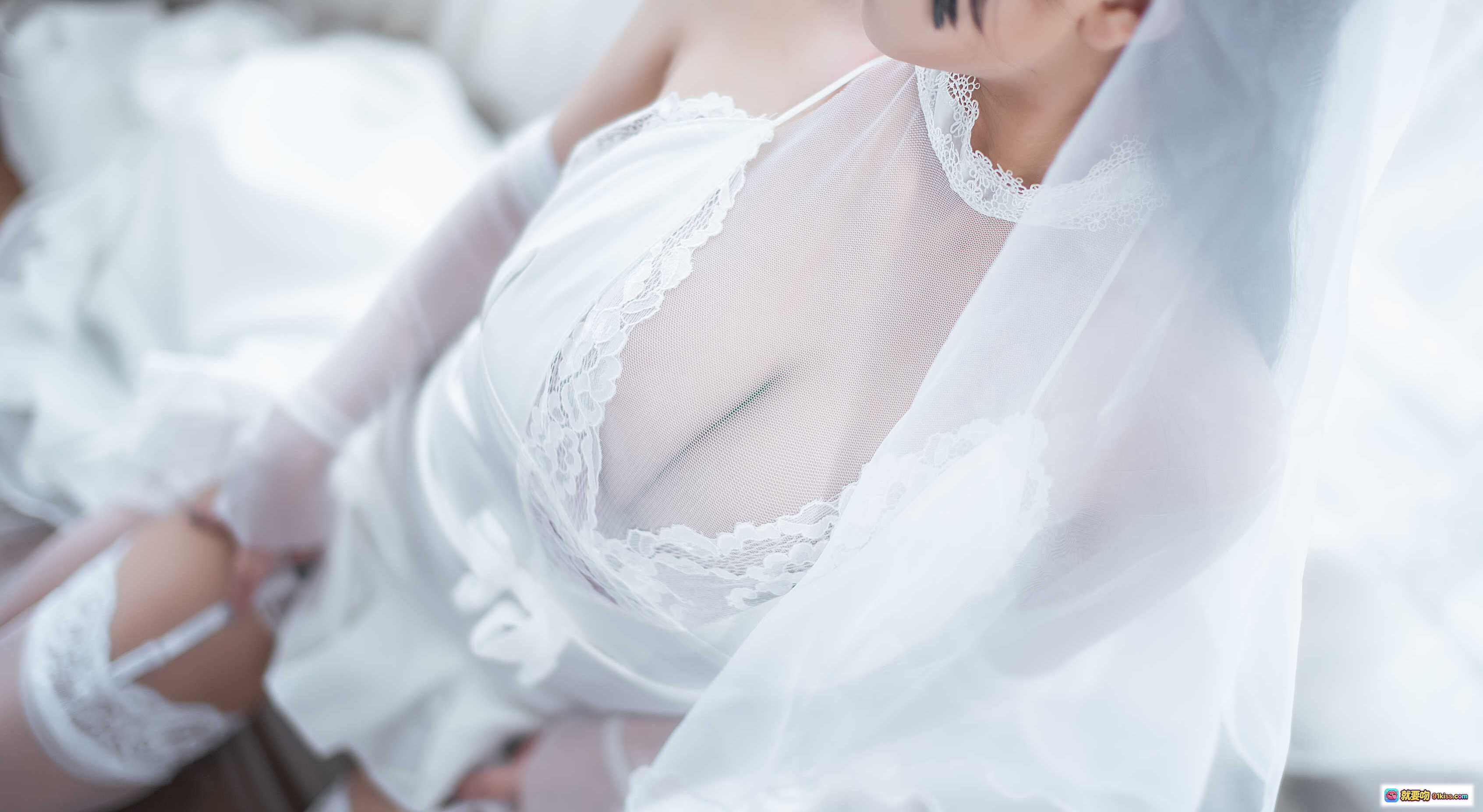 鬼畜瑶NO.004爱宕婚纱写真23P高清图集 白色蕾丝透视婚纱性感私房照 甜美新娘风唯美摄影 - 就要吻