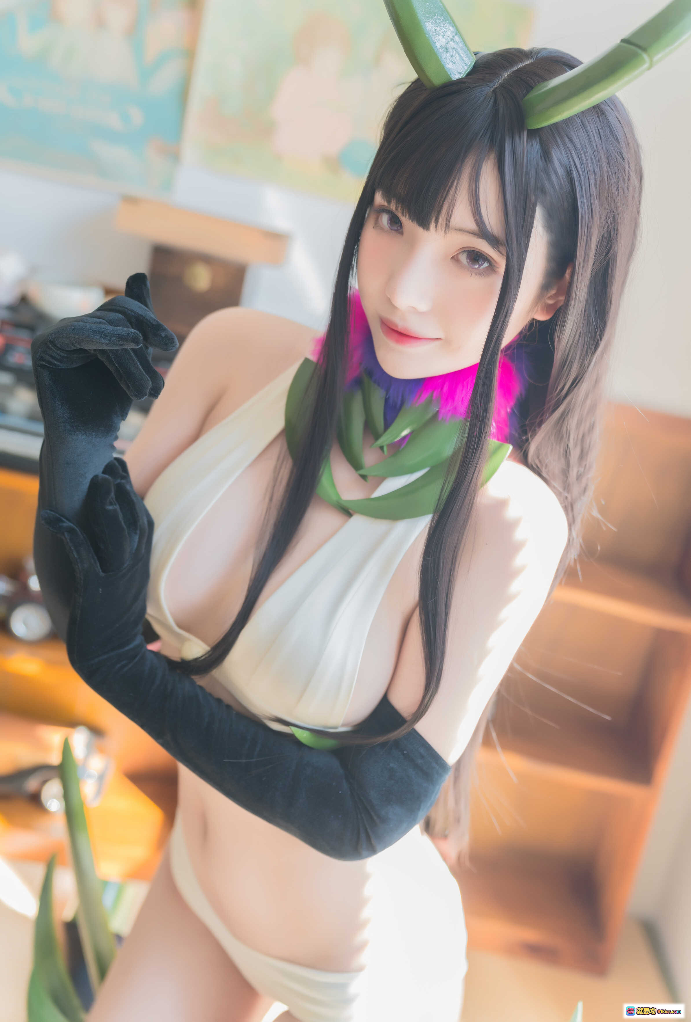 图片[9] - 雯妹不讲道理NO.057恶魔姐姐cos自拍黑丝长腿绿角造型日系房间写真28P - 就要吻