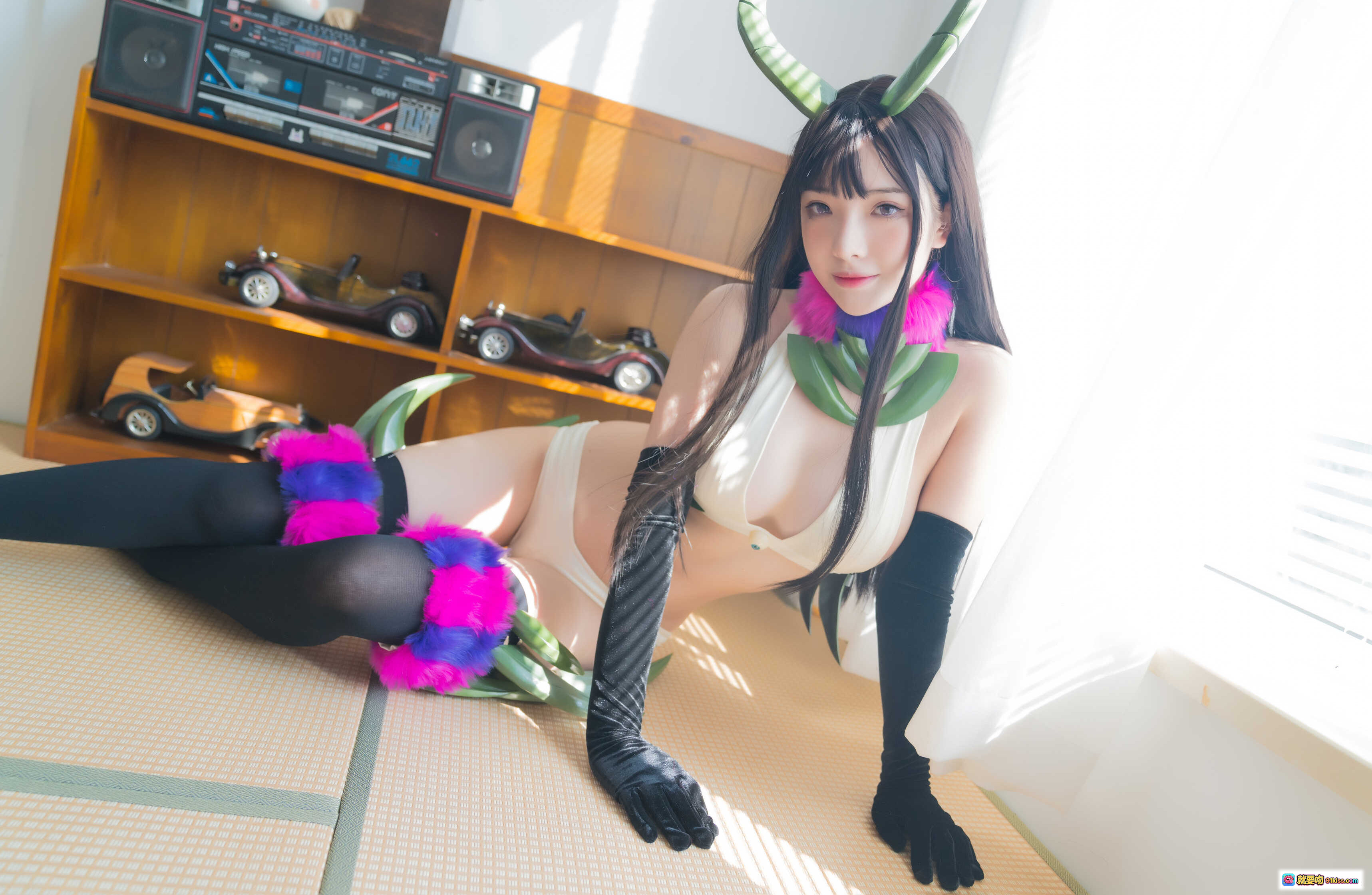 图片[6] - 雯妹不讲道理NO.057恶魔姐姐cos自拍黑丝长腿绿角造型日系房间写真28P - 就要吻