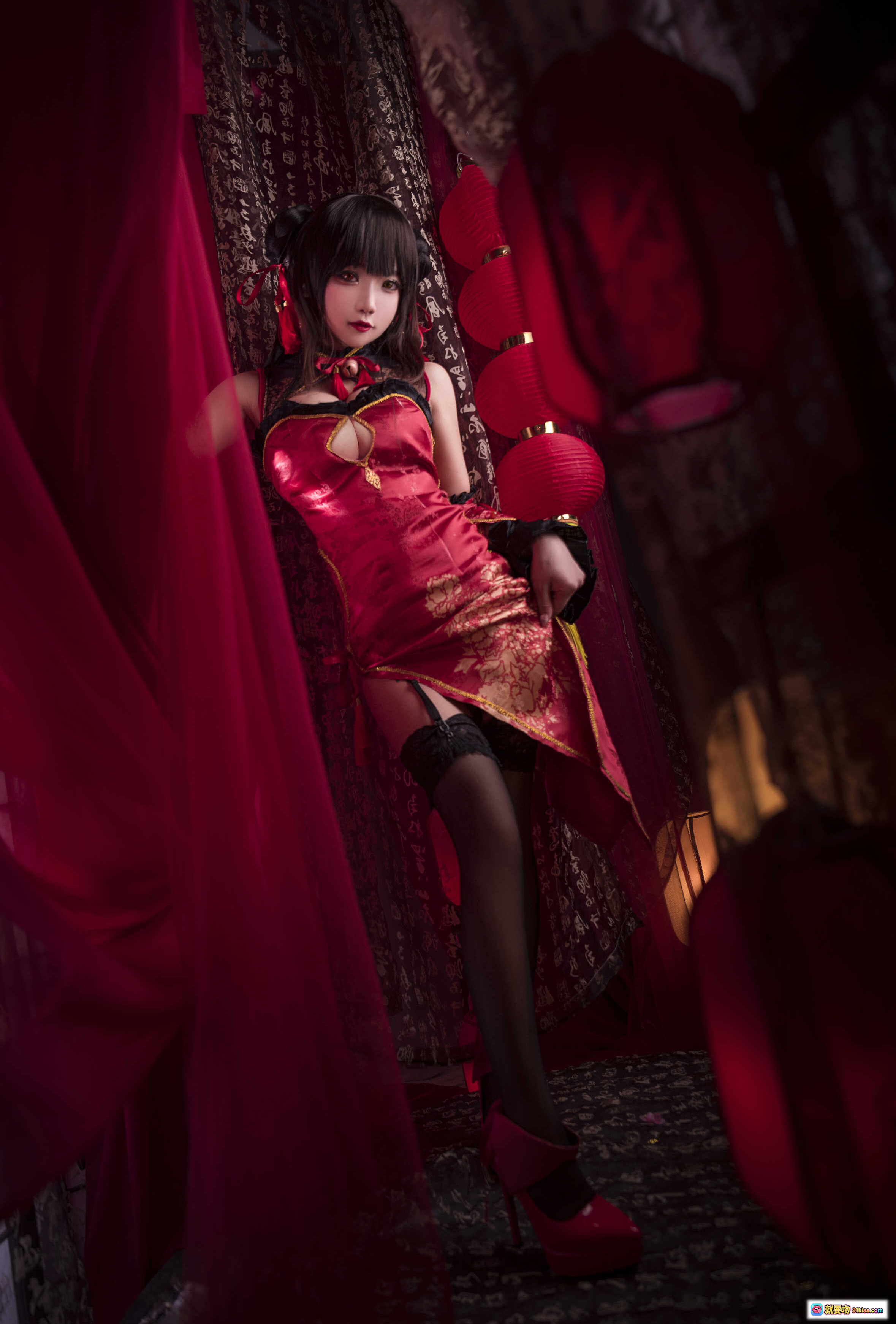 图片[7] - 鬼畜瑶NO.011时崎狂三新年旗袍Cosplay写真 22P高清美图 红色古典风少女摆拍 东方韵味氛围感摄影 - 就要吻