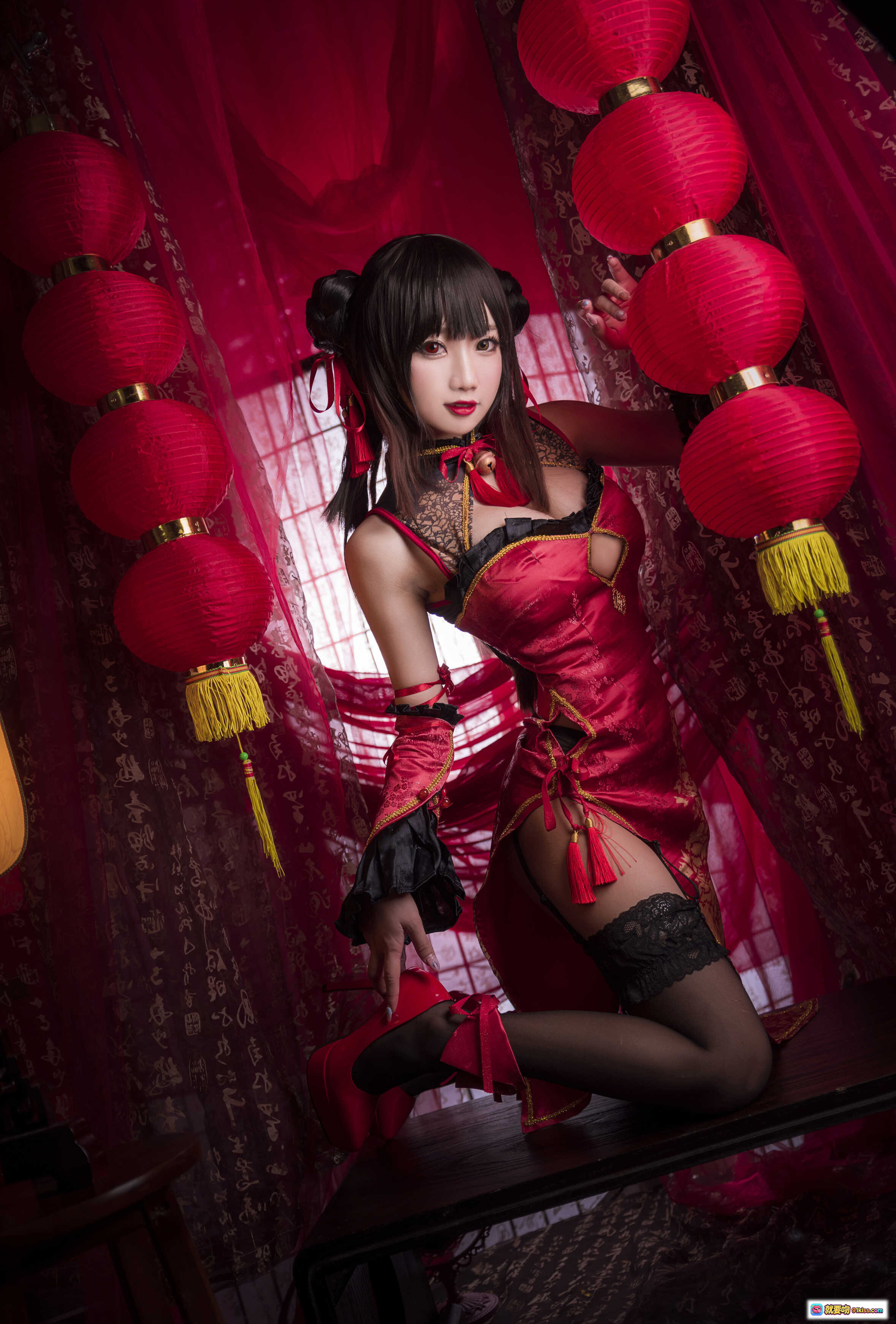 图片[5] - 鬼畜瑶NO.011时崎狂三新年旗袍Cosplay写真 22P高清美图 红色古典风少女摆拍 东方韵味氛围感摄影 - 就要吻