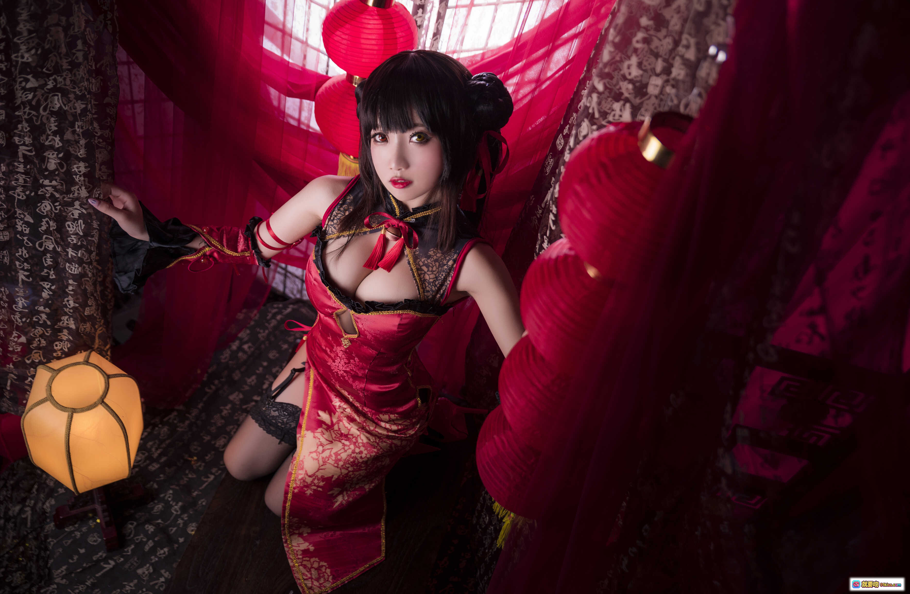 图片[2] - 鬼畜瑶NO.011时崎狂三新年旗袍Cosplay写真 22P高清美图 红色古典风少女摆拍 东方韵味氛围感摄影 - 就要吻