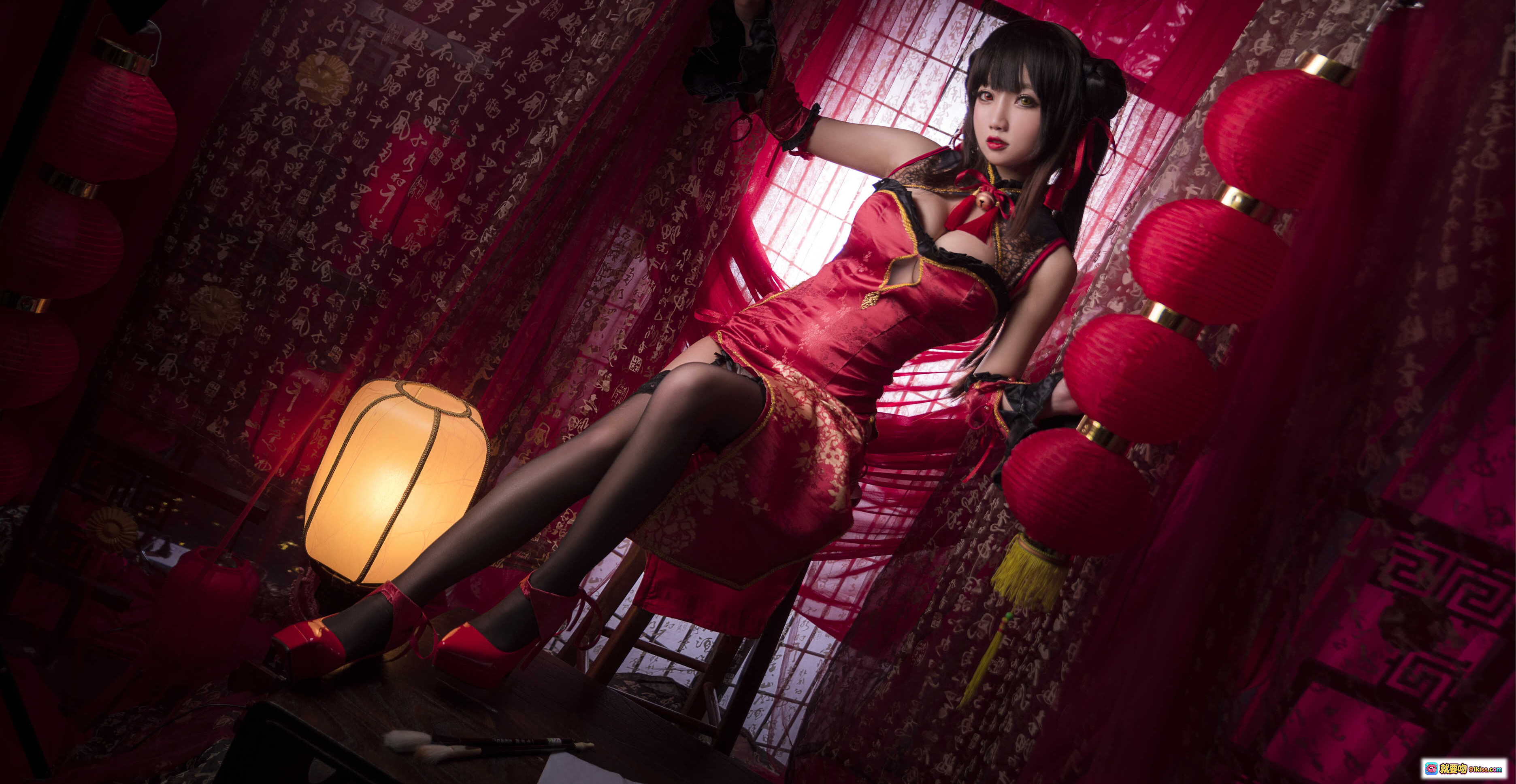 图片[3] - 鬼畜瑶NO.011时崎狂三新年旗袍Cosplay写真 22P高清美图 红色古典风少女摆拍 东方韵味氛围感摄影 - 就要吻
