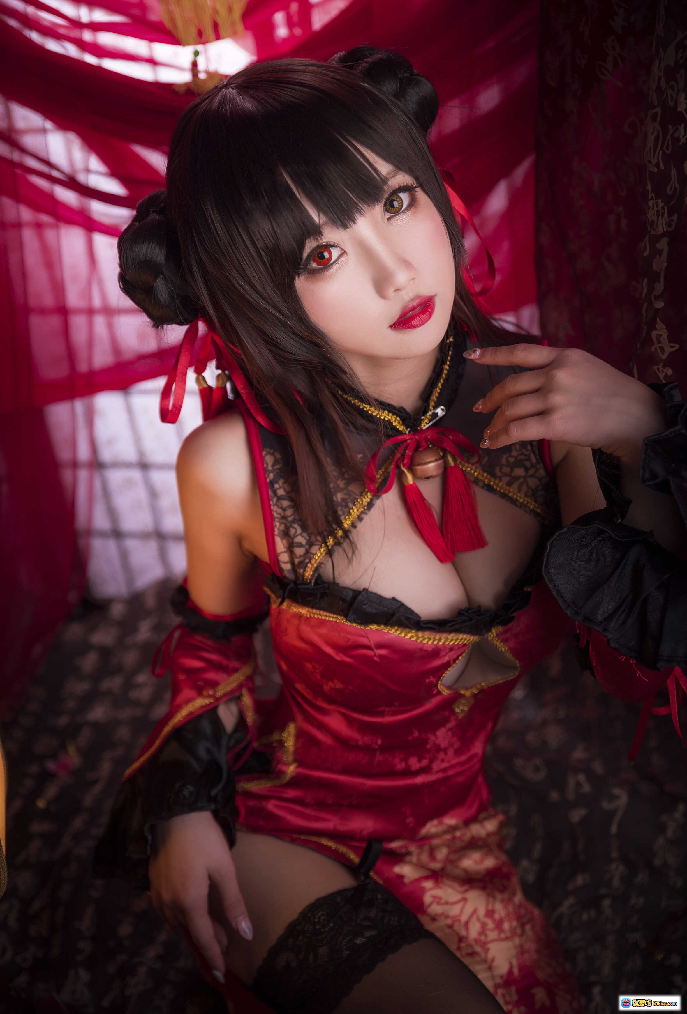 图片[6] - 鬼畜瑶NO.011时崎狂三新年旗袍Cosplay写真 22P高清美图 红色古典风少女摆拍 东方韵味氛围感摄影 - 就要吻