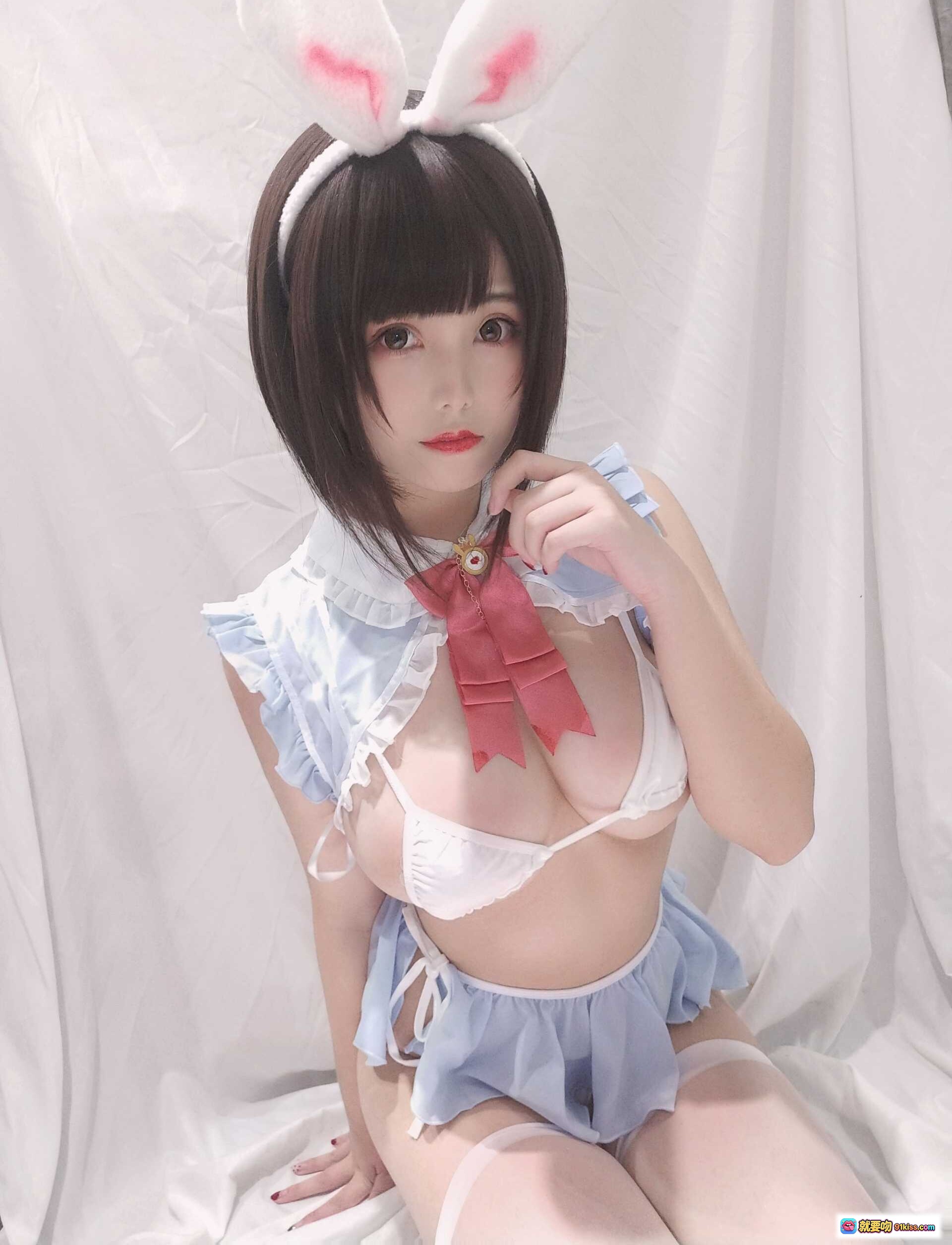 图片[5] - 蜜汁猫裘NO.035小白兔自拍档｜兔耳发箍+白色丝袜+清纯少女写真｜30P高清图集 - 就要吻