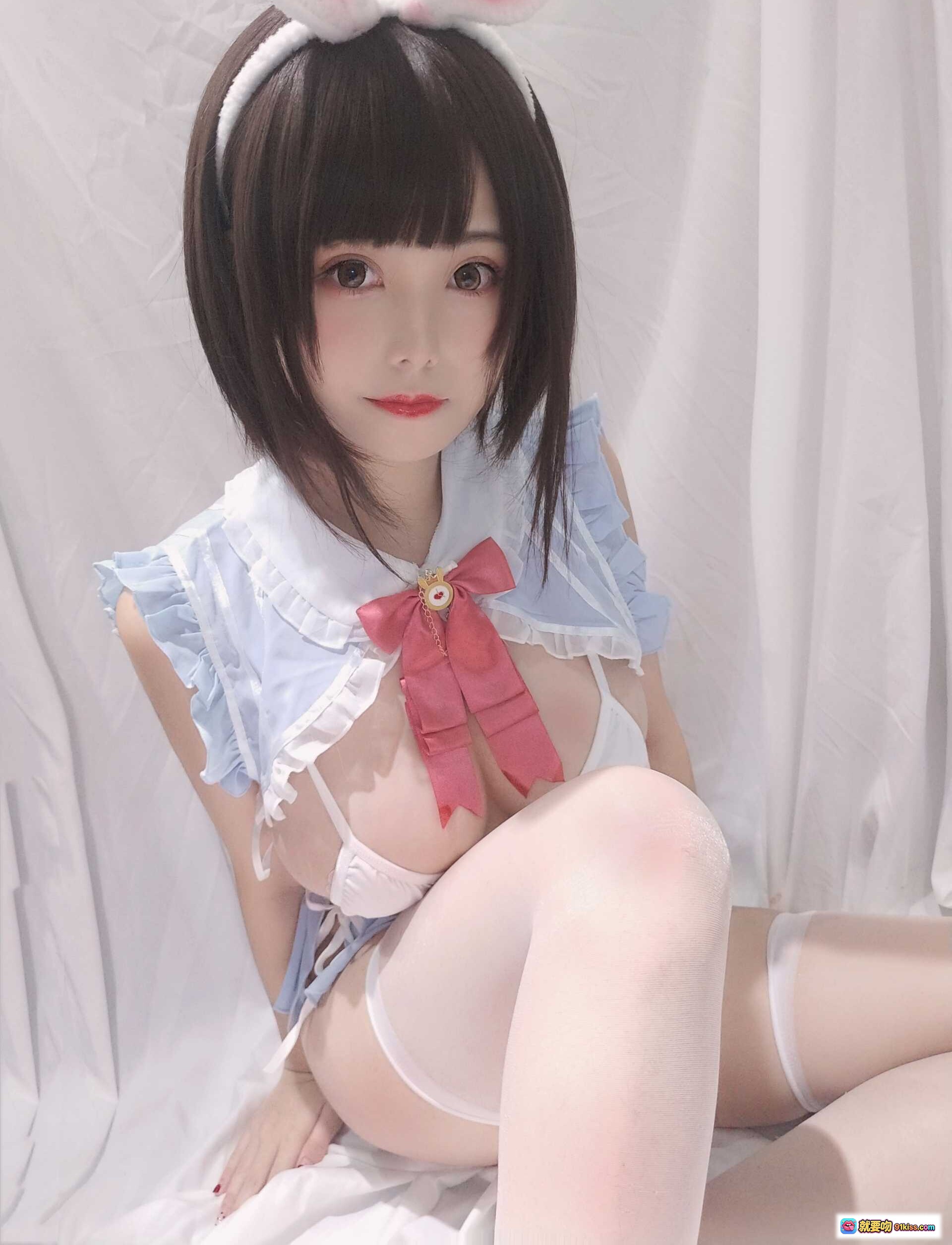 图片[3] - 蜜汁猫裘NO.035小白兔自拍档｜兔耳发箍+白色丝袜+清纯少女写真｜30P高清图集 - 就要吻