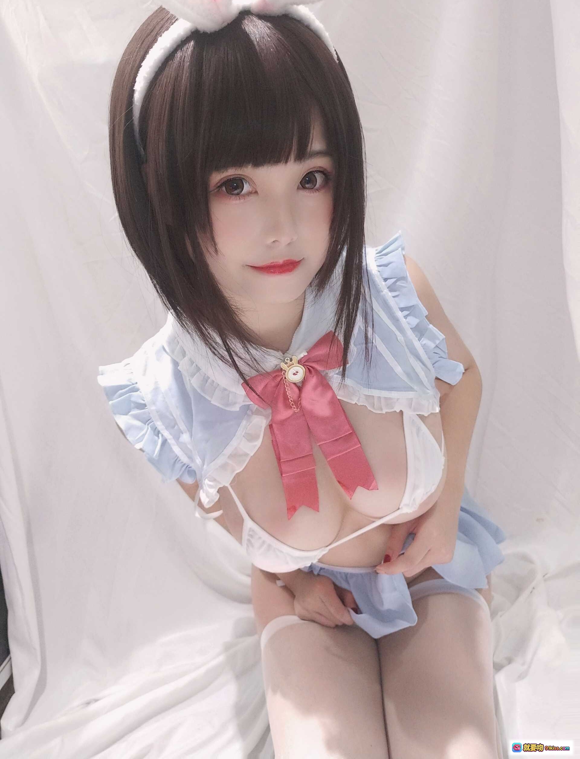 图片[2] - 蜜汁猫裘NO.035小白兔自拍档｜兔耳发箍+白色丝袜+清纯少女写真｜30P高清图集 - 就要吻