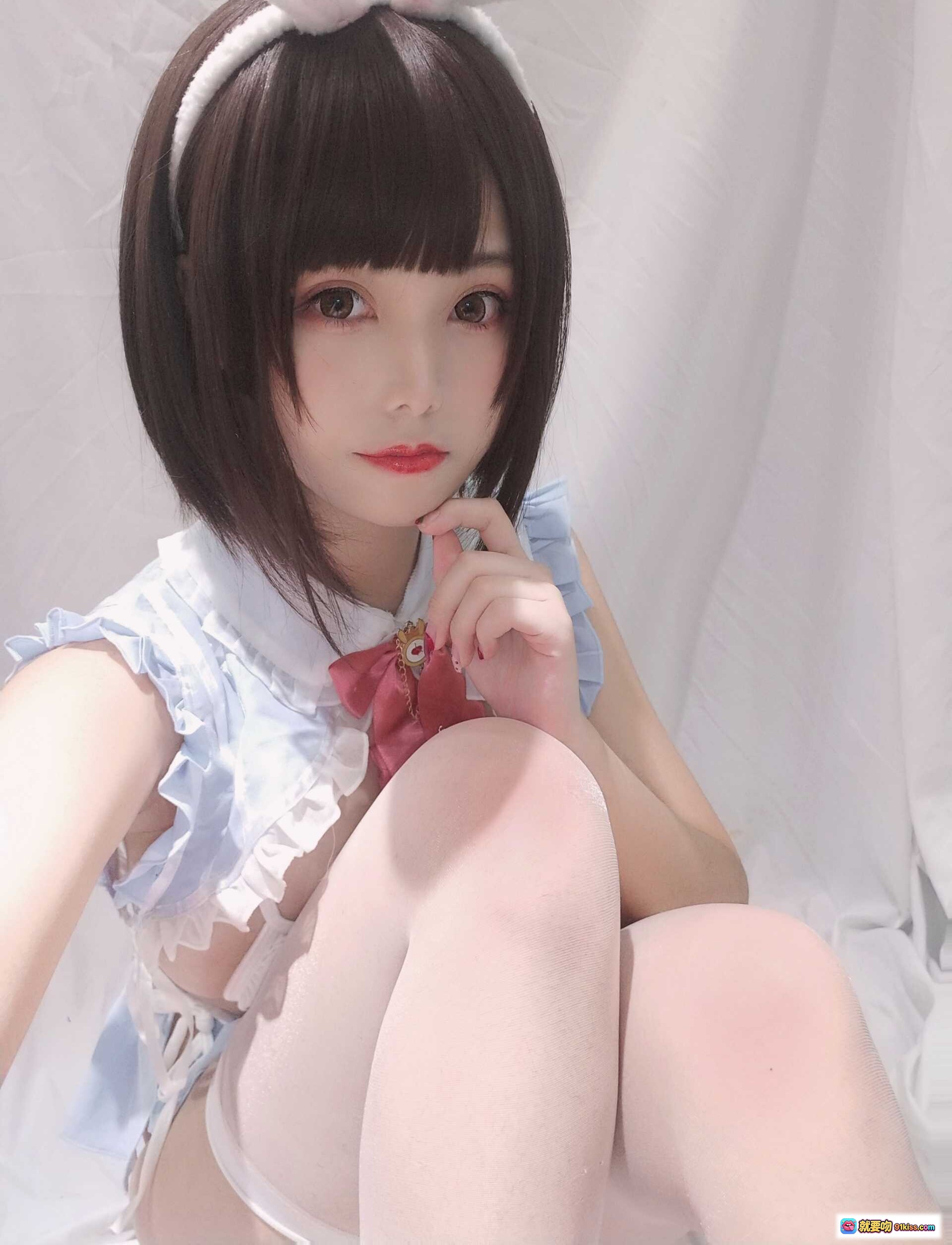 图片[4] - 蜜汁猫裘NO.035小白兔自拍档｜兔耳发箍+白色丝袜+清纯少女写真｜30P高清图集 - 就要吻