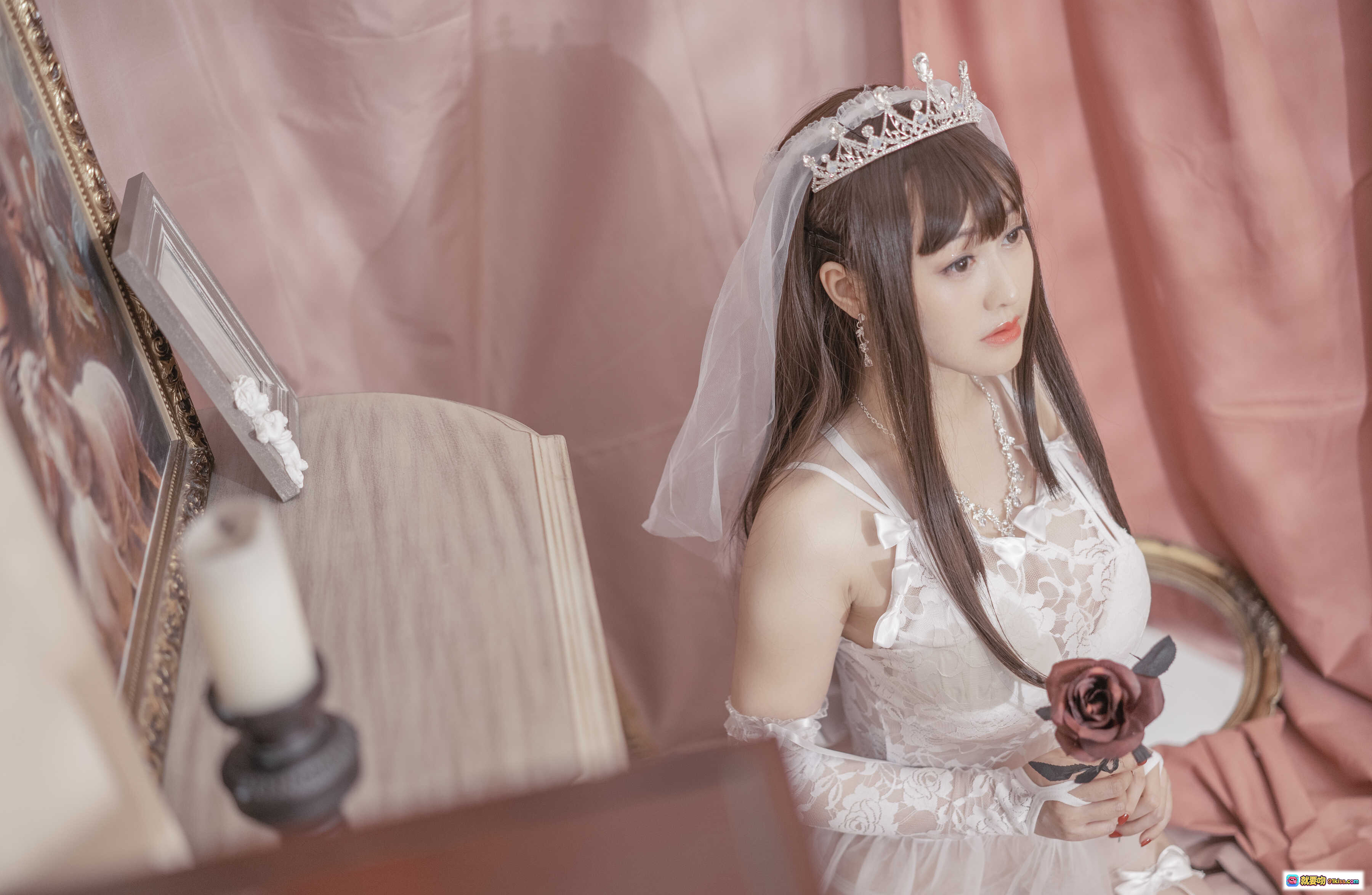 图片[5] - 脱尾巴Mizuki NO.001 尾巴婚纱写真 皇冠头纱少女手持红玫瑰 甜美梦幻洛丽塔风格 30P高清图集 - 就要吻