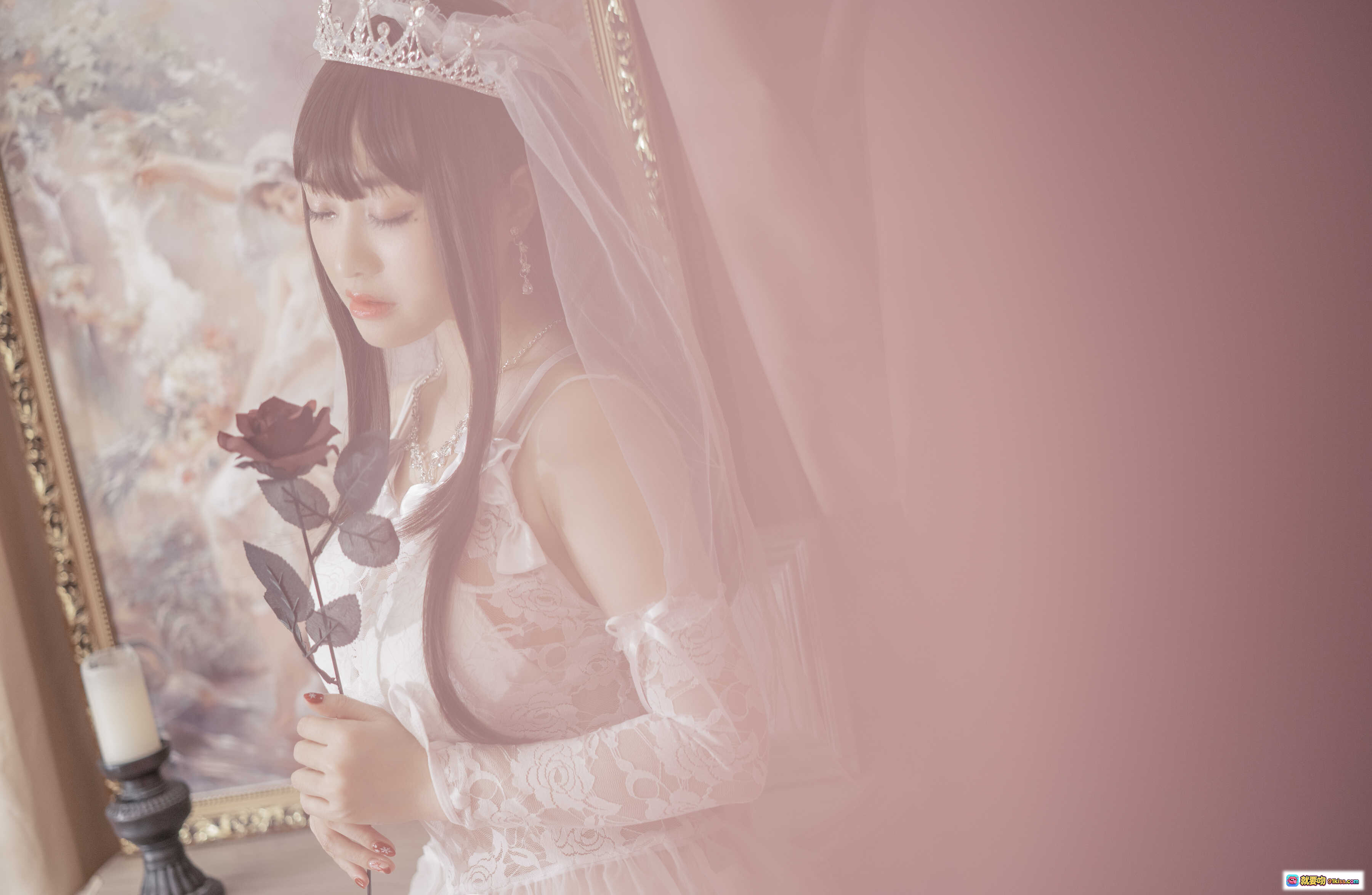 图片[8] - 脱尾巴Mizuki NO.001 尾巴婚纱写真 皇冠头纱少女手持红玫瑰 甜美梦幻洛丽塔风格 30P高清图集 - 就要吻