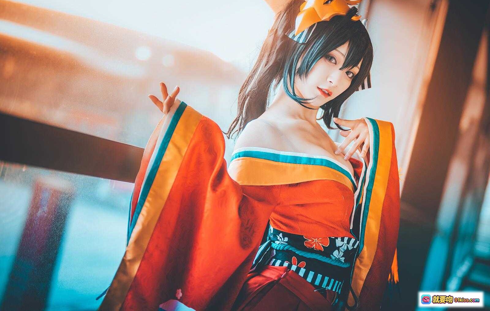图片[6] - 铁板烧鬼舞w NO.026 漫展大凤 Cosplay 精美和风造型 窗边坐姿写真 24P高清图集 - 就要吻