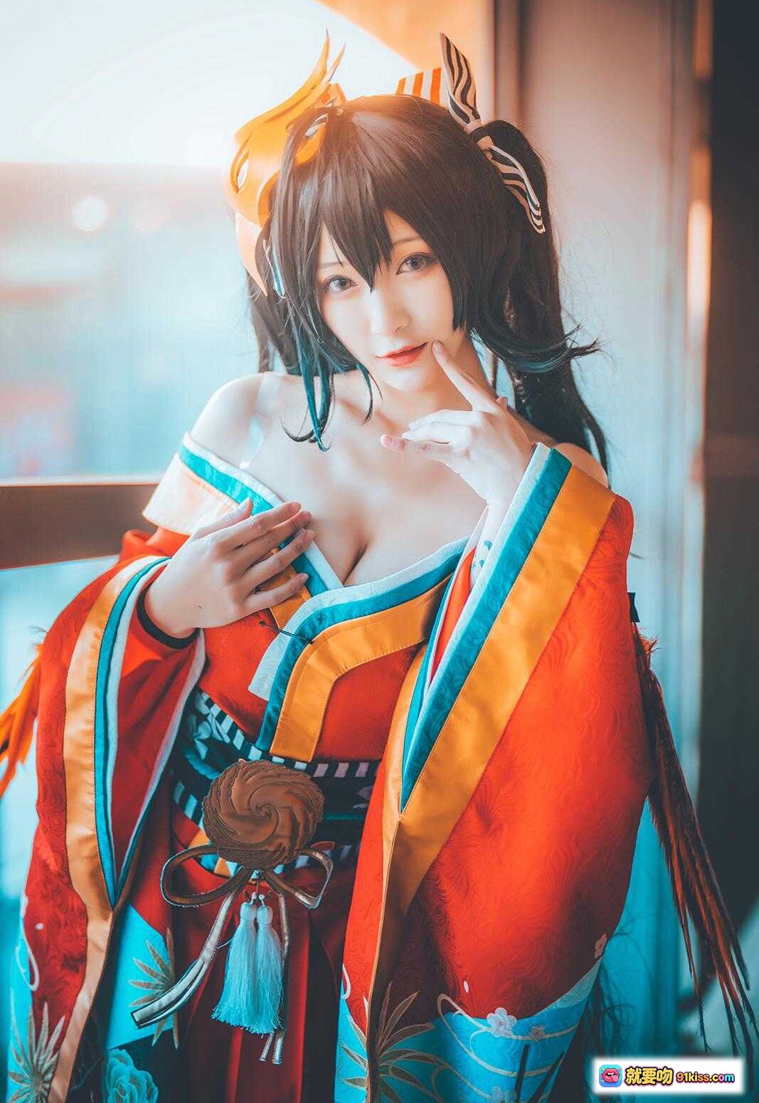 图片[5] - 铁板烧鬼舞w NO.026 漫展大凤 Cosplay 精美和风造型 窗边坐姿写真 24P高清图集 - 就要吻