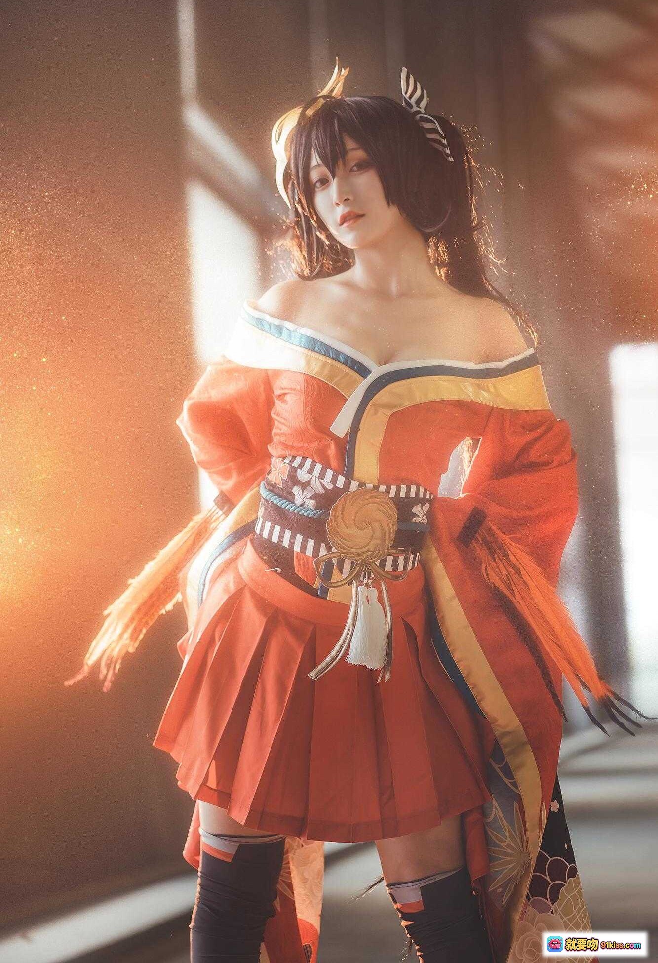 图片[3] - 铁板烧鬼舞w NO.026 漫展大凤 Cosplay 精美和风造型 窗边坐姿写真 24P高清图集 - 就要吻