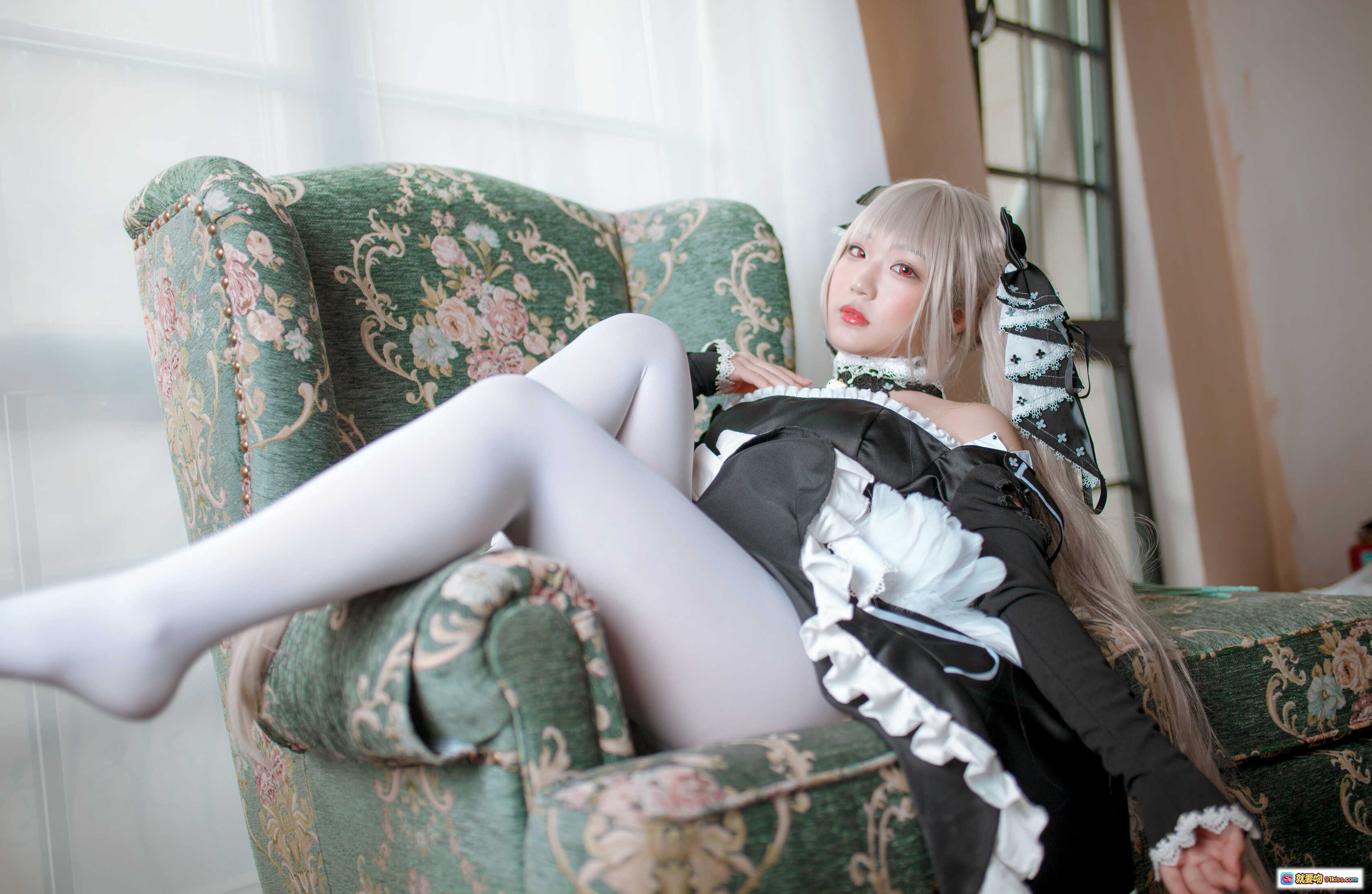 图片[4] - 弥美Mime NO.004 碧蓝航线可畏cosplay 黑白洛丽塔女仆装 红瞳银发蕾丝装饰 精致写真27P - 就要吻