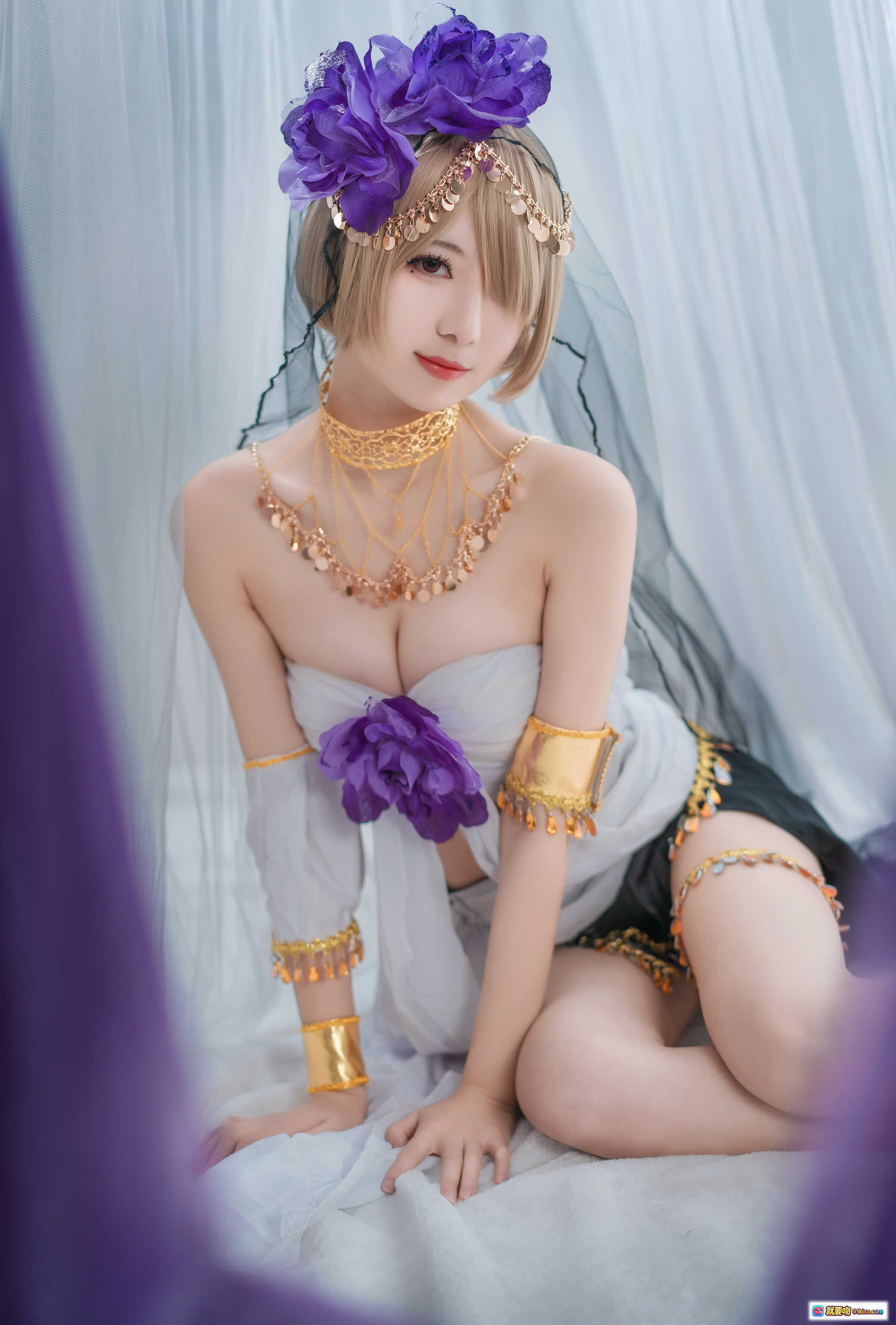 图片[5] - 弥音音NO.028舞娘cosplay写真 紫色花朵头饰金色饰品异域风情性感造型24P高清图集 - 就要吻