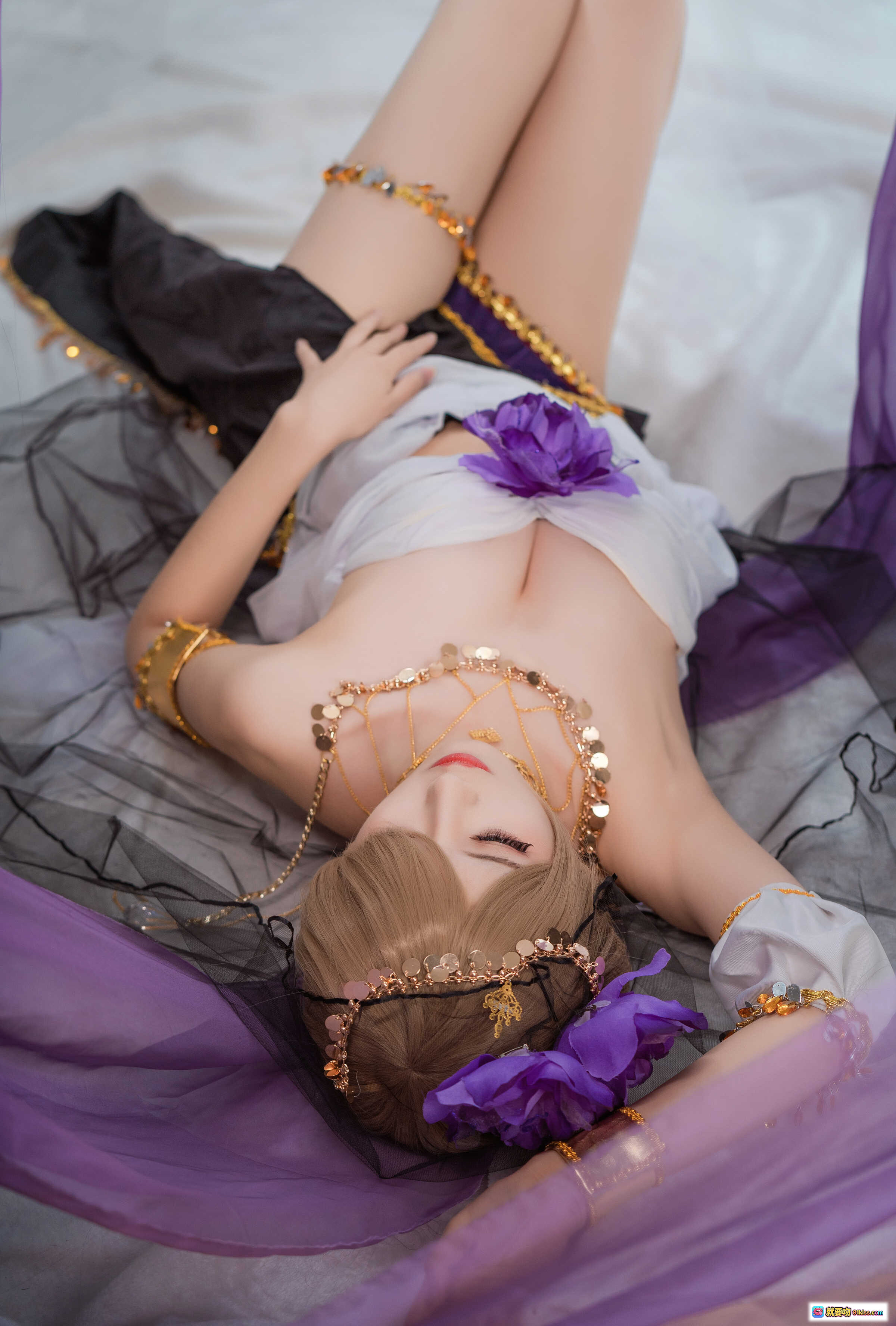 图片[6] - 弥音音NO.028舞娘cosplay写真 紫色花朵头饰金色饰品异域风情性感造型24P高清图集 - 就要吻