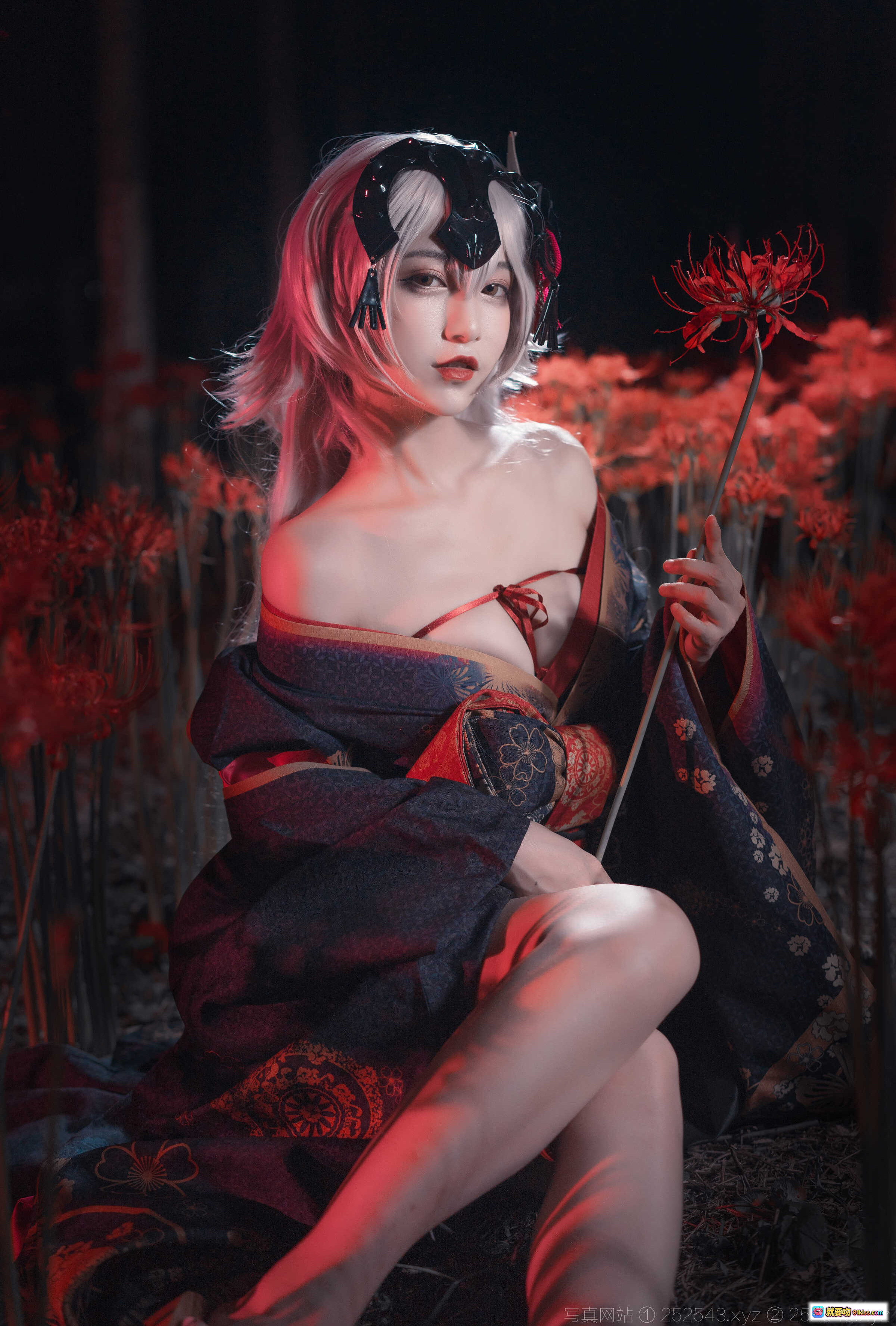 图片[7] - 铁板烧鬼舞w黑贞cos写真 | 和风红花夜景 | 23P高清图集 | 日系美少女角色扮演 - 就要吻