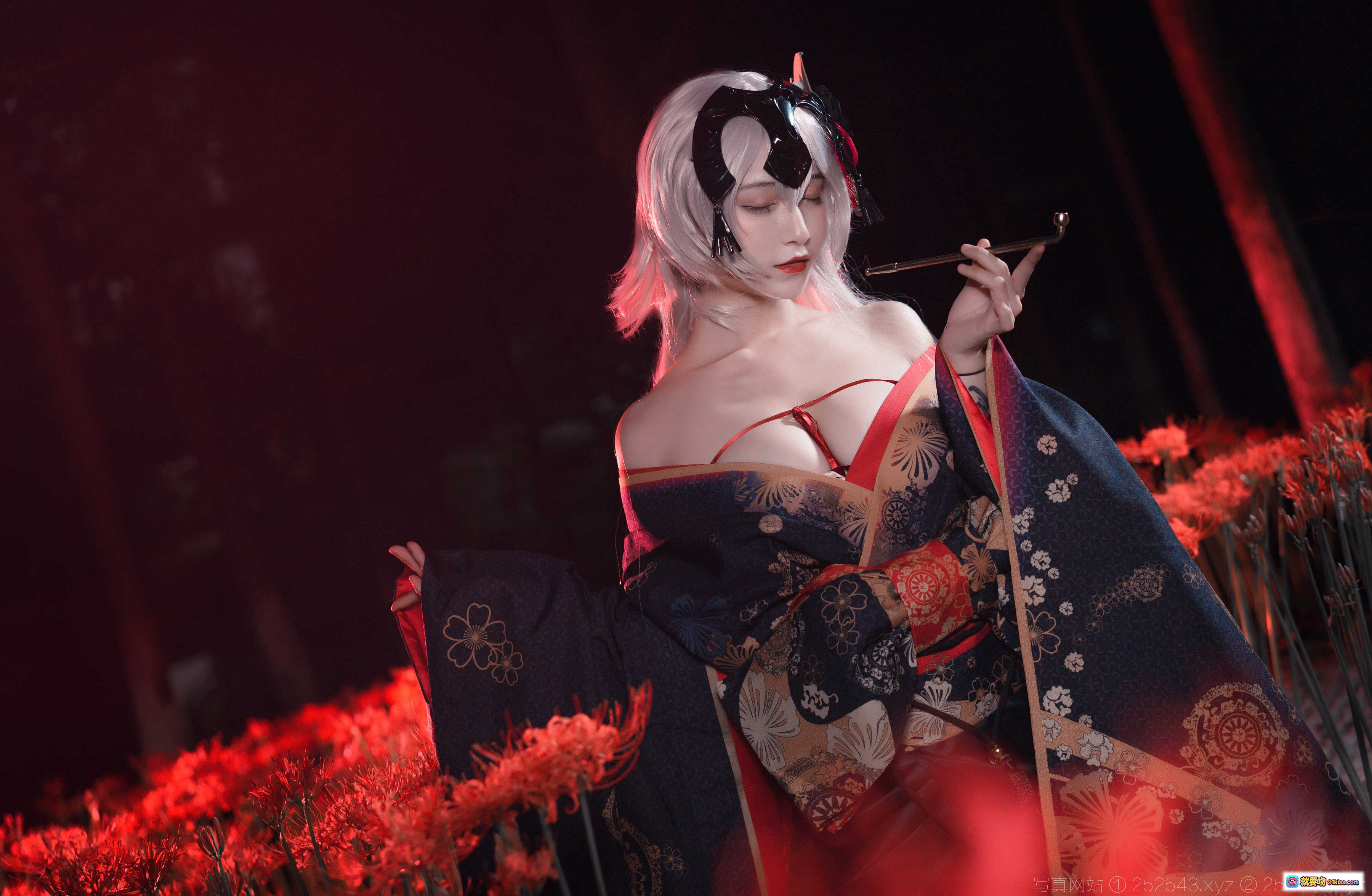 图片[3] - 铁板烧鬼舞w黑贞cos写真 | 和风红花夜景 | 23P高清图集 | 日系美少女角色扮演 - 就要吻