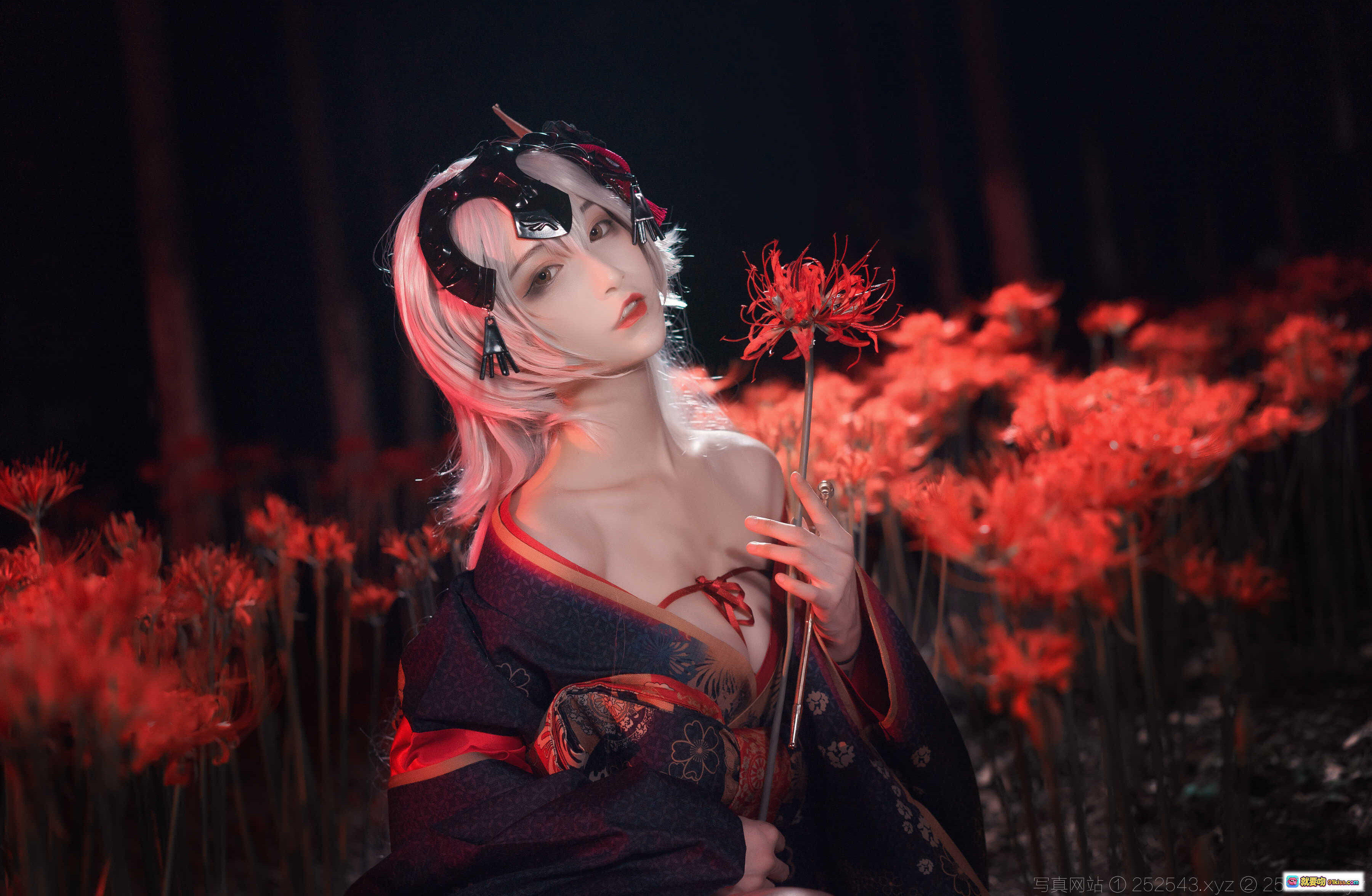 图片[6] - 铁板烧鬼舞w黑贞cos写真 | 和风红花夜景 | 23P高清图集 | 日系美少女角色扮演 - 就要吻