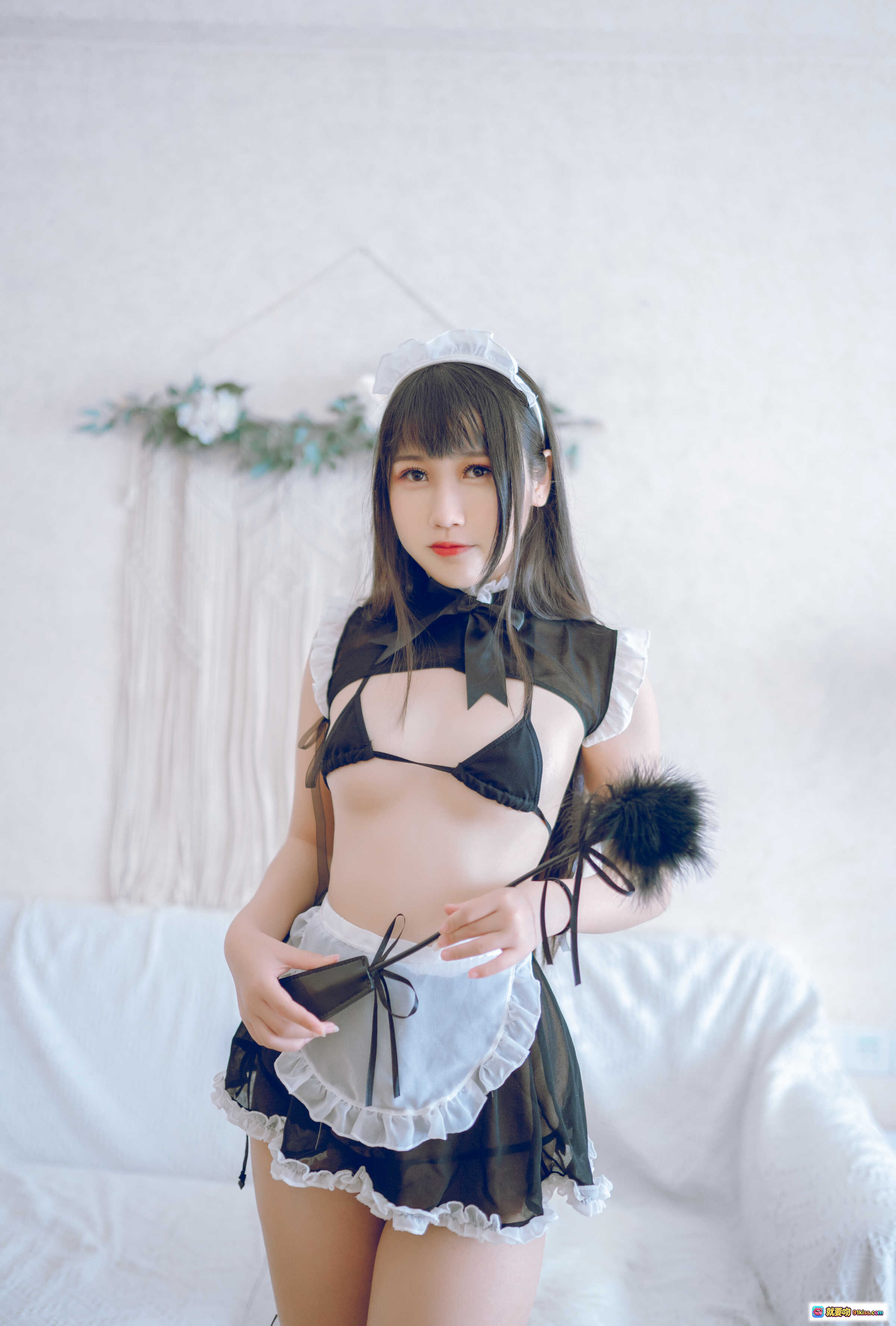 图片[2] - 不呆猫女仆装写真NO.009 | 白丝美腿+蕾丝边内衣+复古镜前摆拍 | 71P高清图集 - 就要吻