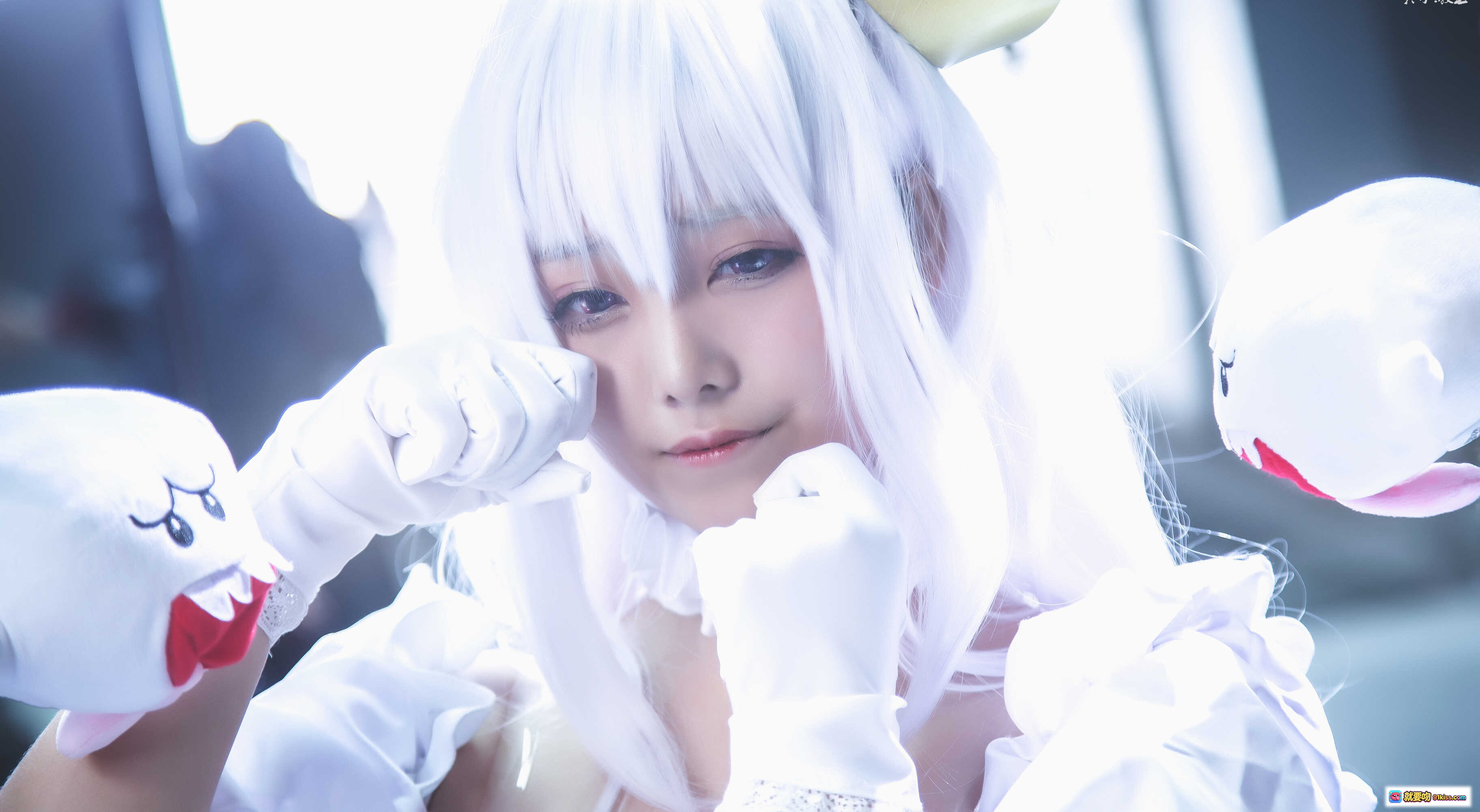 图片[2] - 蜜汁猫裘NO.028幽灵姬cosplay写真 白发白衣少女 甜美幽灵造型 高清摄影棚实拍 10P111MB - 就要吻