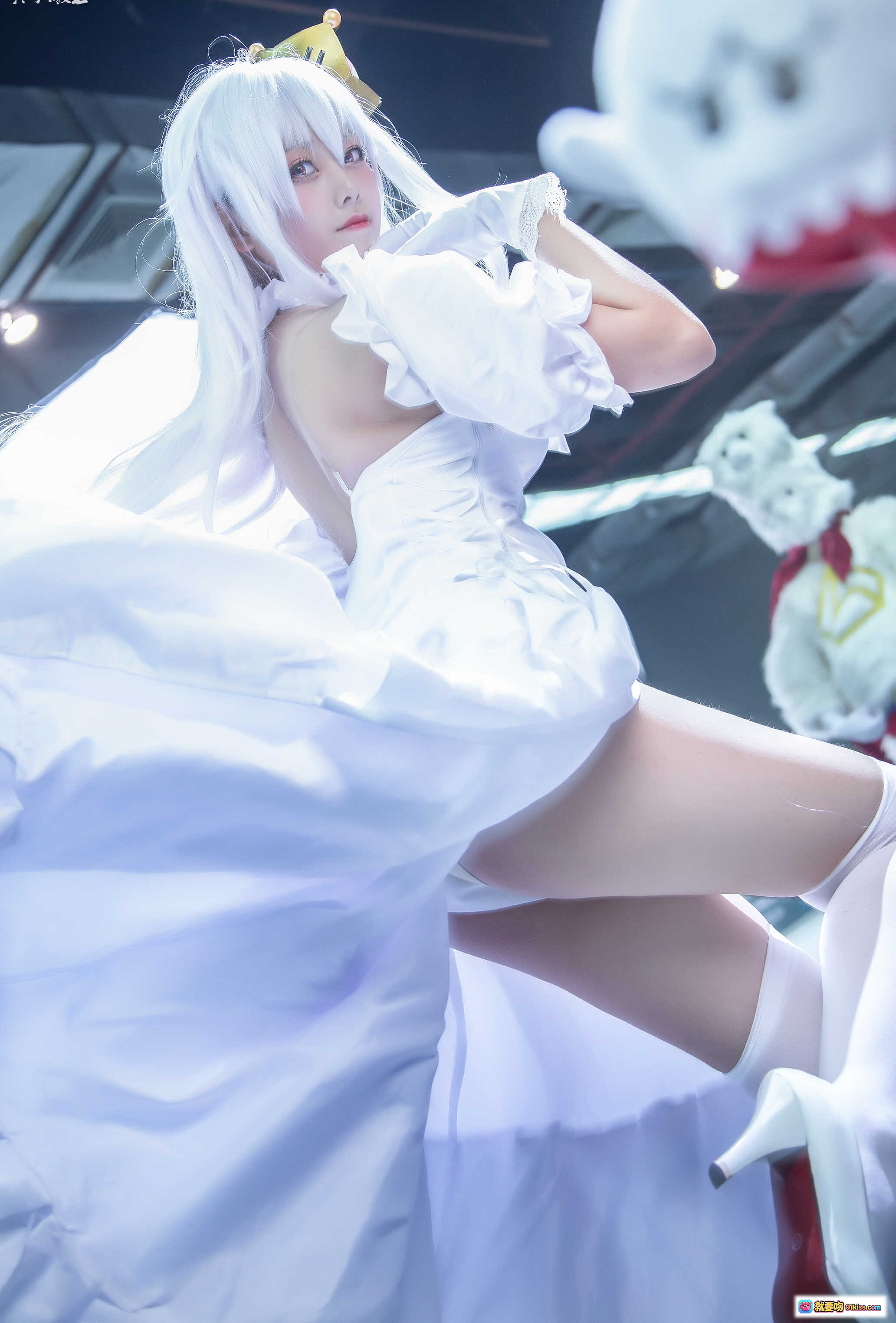 图片[4] - 蜜汁猫裘NO.028幽灵姬cosplay写真 白发白衣少女 甜美幽灵造型 高清摄影棚实拍 10P111MB - 就要吻