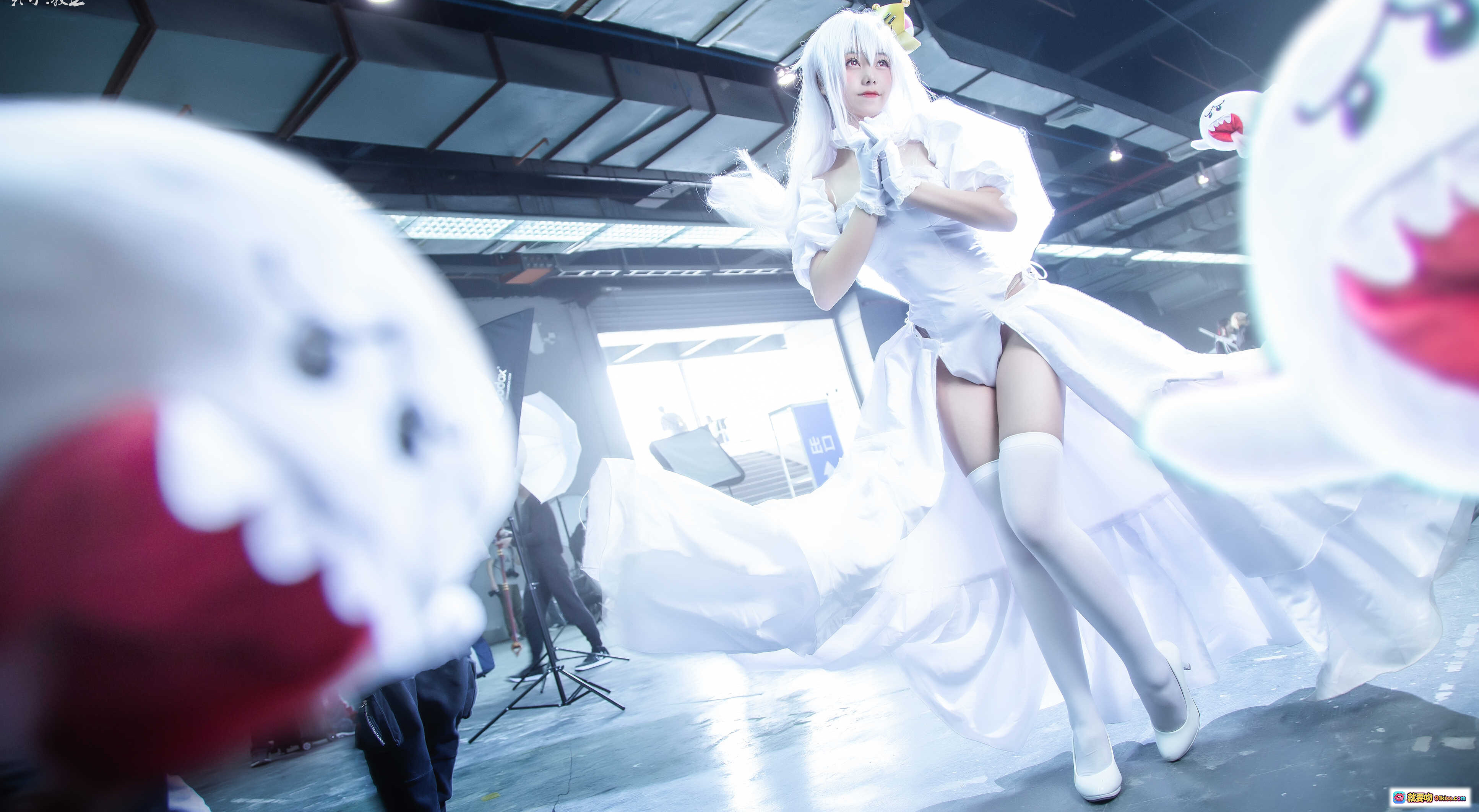 蜜汁猫裘NO.028幽灵姬cosplay写真 白发白衣少女 甜美幽灵造型 高清摄影棚实拍 10P111MB - 就要吻