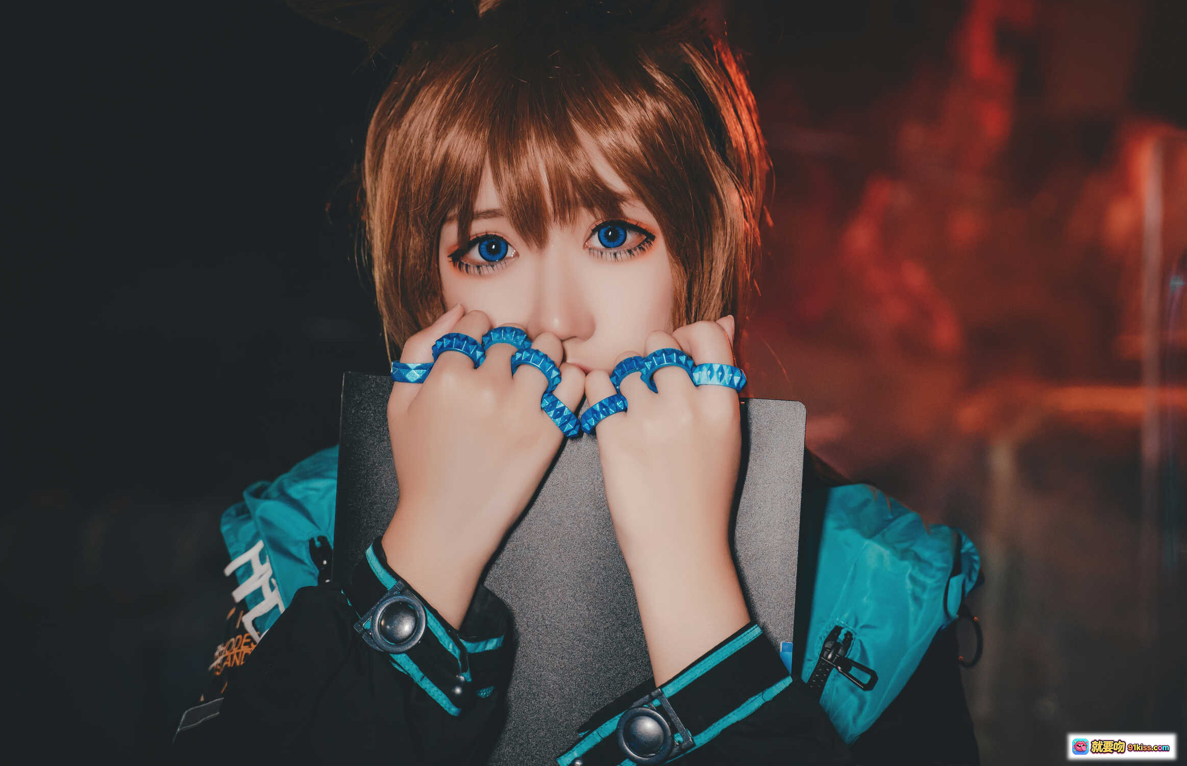 图片[4] - 猫君君_MaoJun NO.012 明日方舟阿米娅Cosplay写真 52P高清美图 蓝格短裙黑丝 thighhigh 电竞风场景 氛围灯光特写 - 就要吻