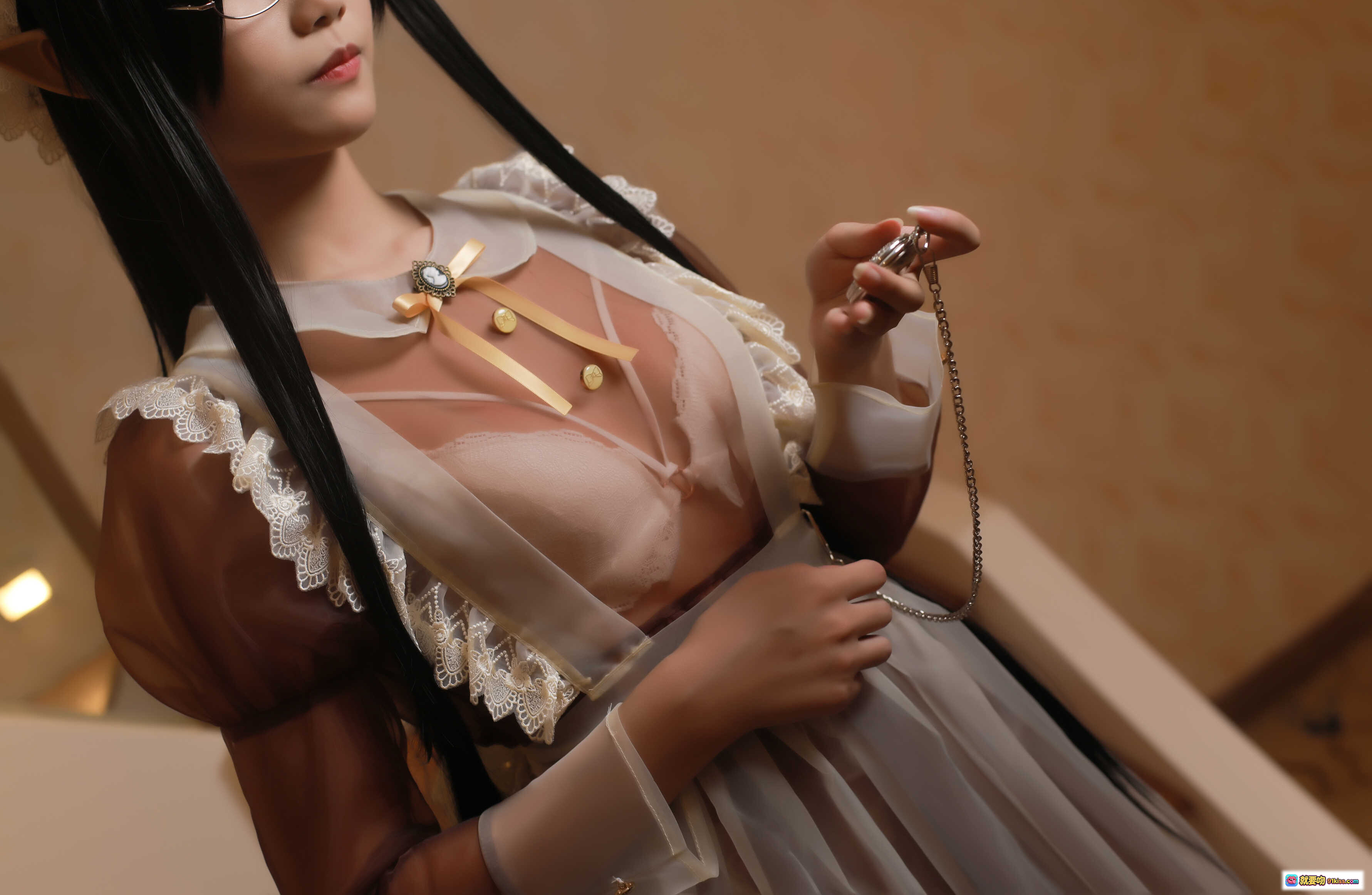 图片[10] - 曉美媽 NO.009 透明女仆写真 38P高清蕾丝内衣美腿私房照 - 就要吻