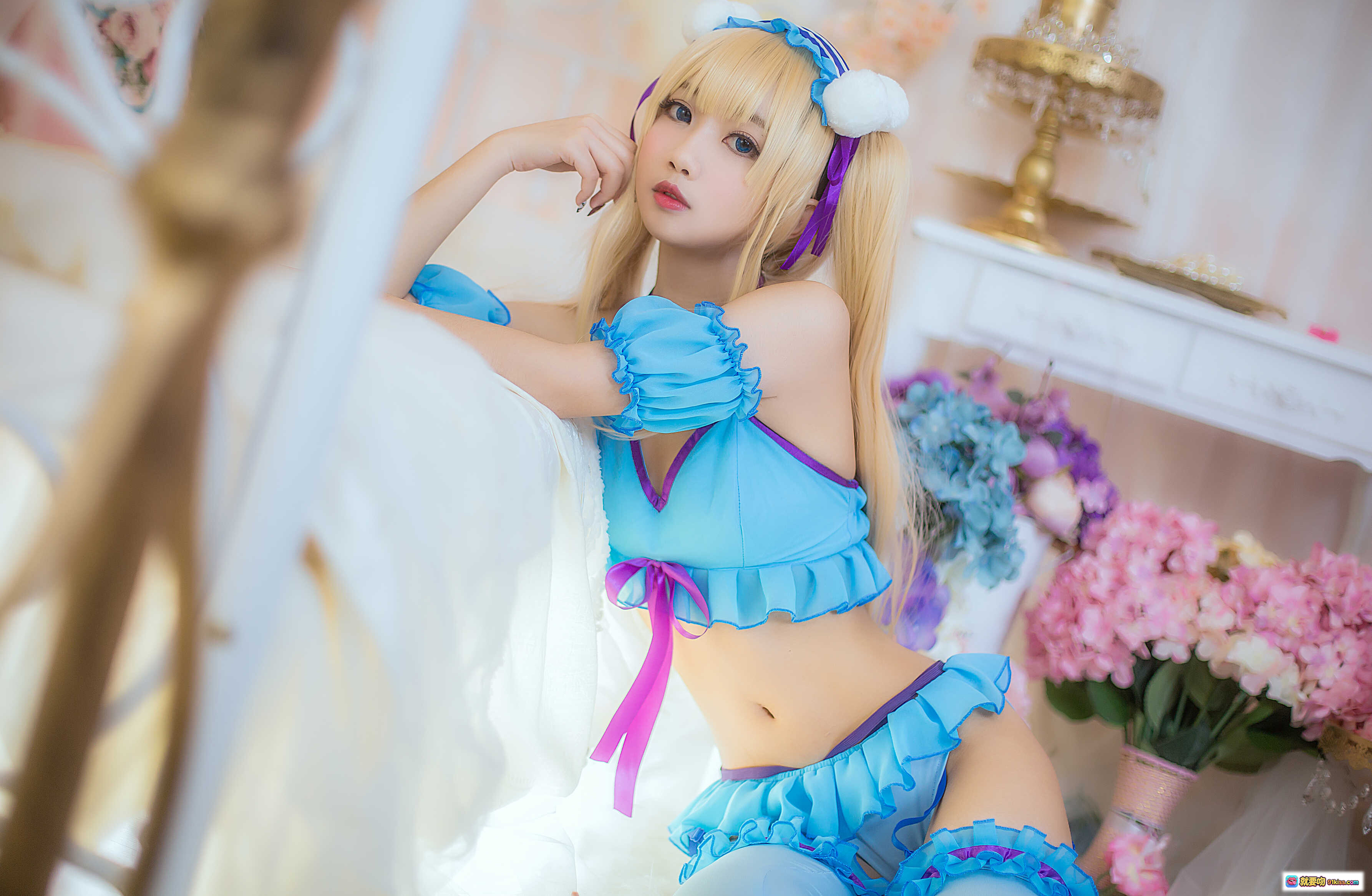 图片[3] - 鬼畜瑶NO.012睡衣写真 cosplay蓝紫少女风 14P高清美图 金发猫耳萌系造型 床上私房摄影 - 就要吻