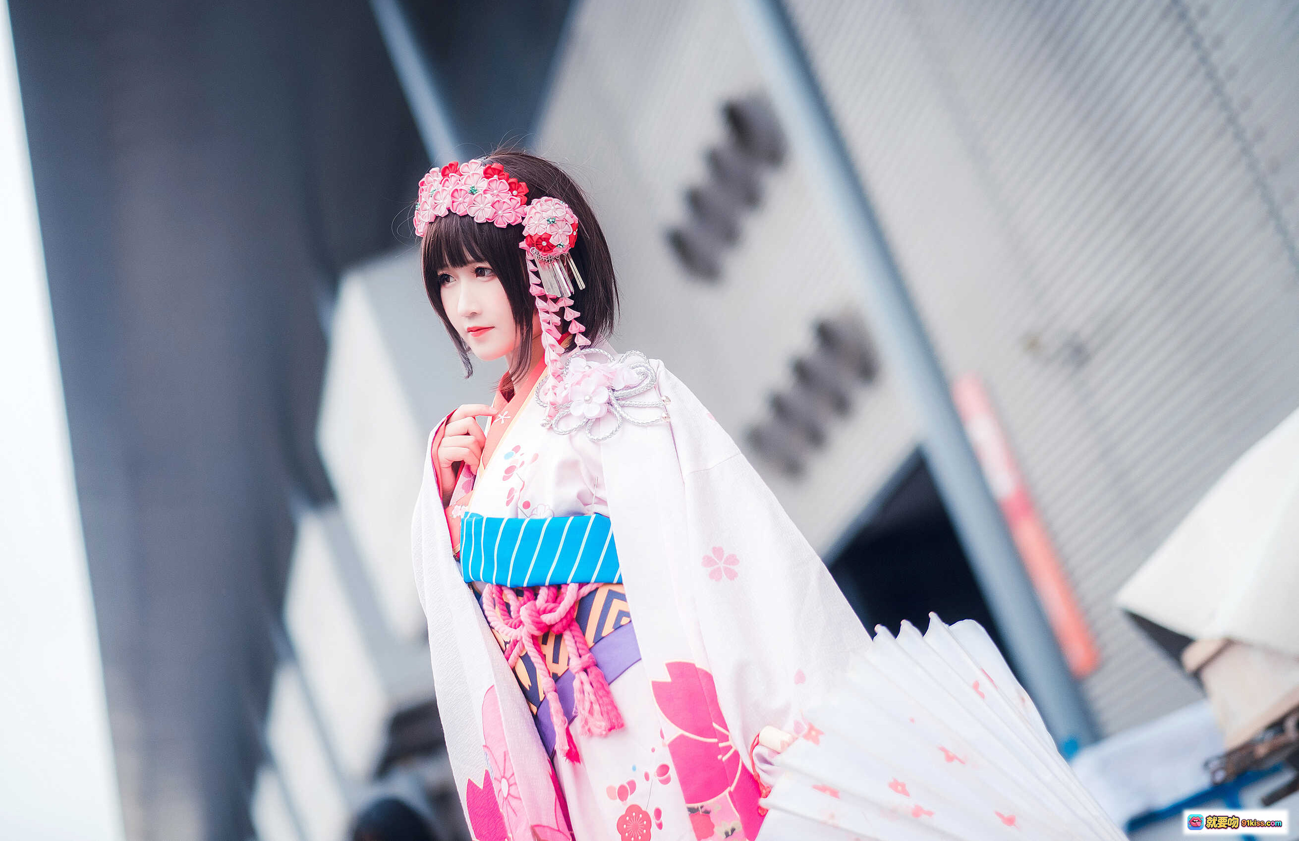 图片[9] - 三度_69 NO.027 路人女主的养成方法 cos写真 | 和风少女 樱花和服 手持纸伞 花环头饰 精致妆容 日系甜美风 - 就要吻