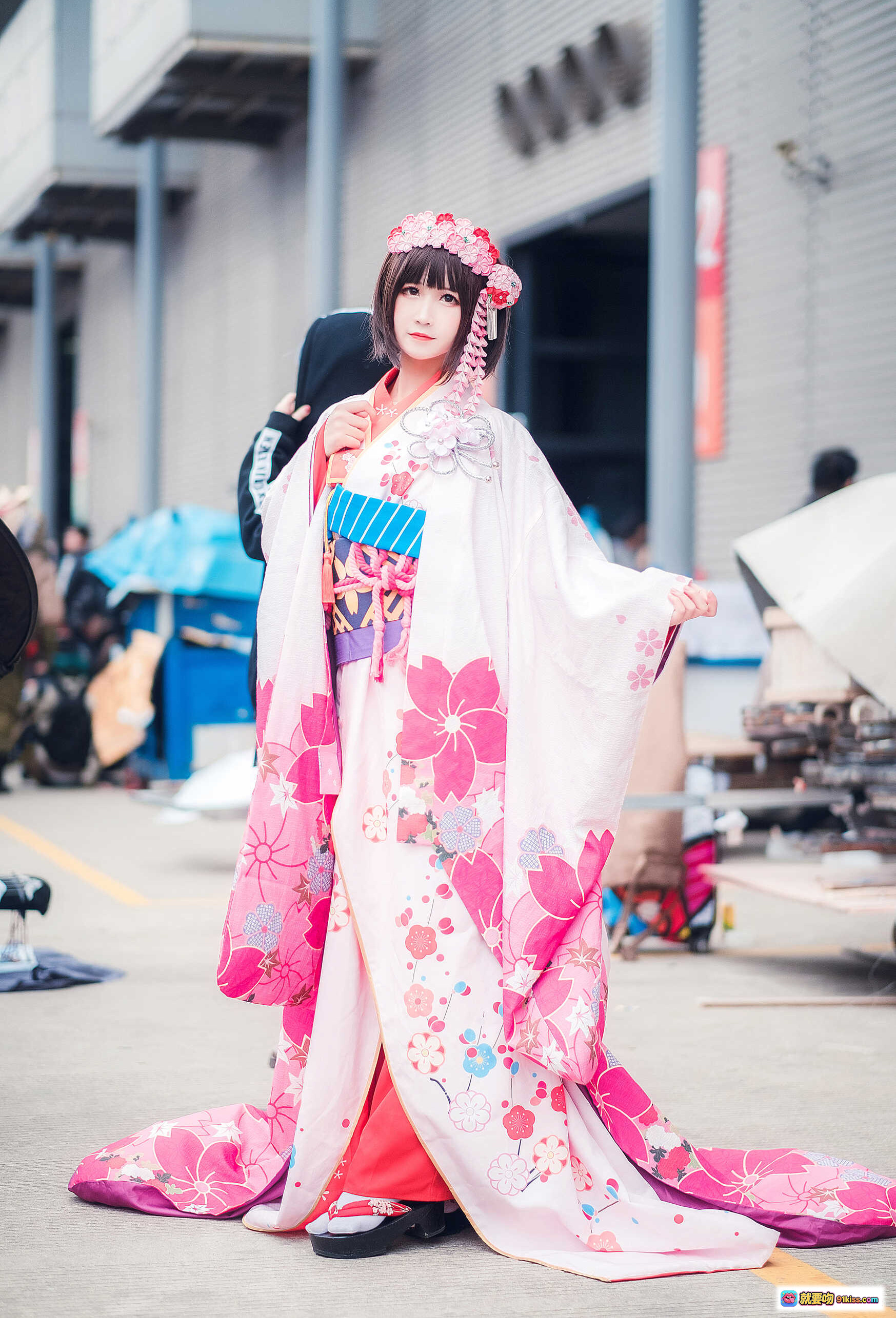 图片[5] - 三度_69 NO.027 路人女主的养成方法 cos写真 | 和风少女 樱花和服 手持纸伞 花环头饰 精致妆容 日系甜美风 - 就要吻