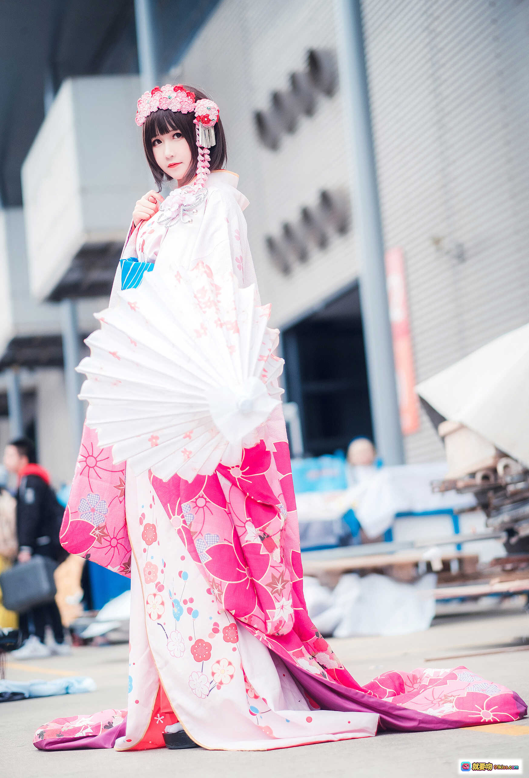 图片[3] - 三度_69 NO.027 路人女主的养成方法 cos写真 | 和风少女 樱花和服 手持纸伞 花环头饰 精致妆容 日系甜美风 - 就要吻