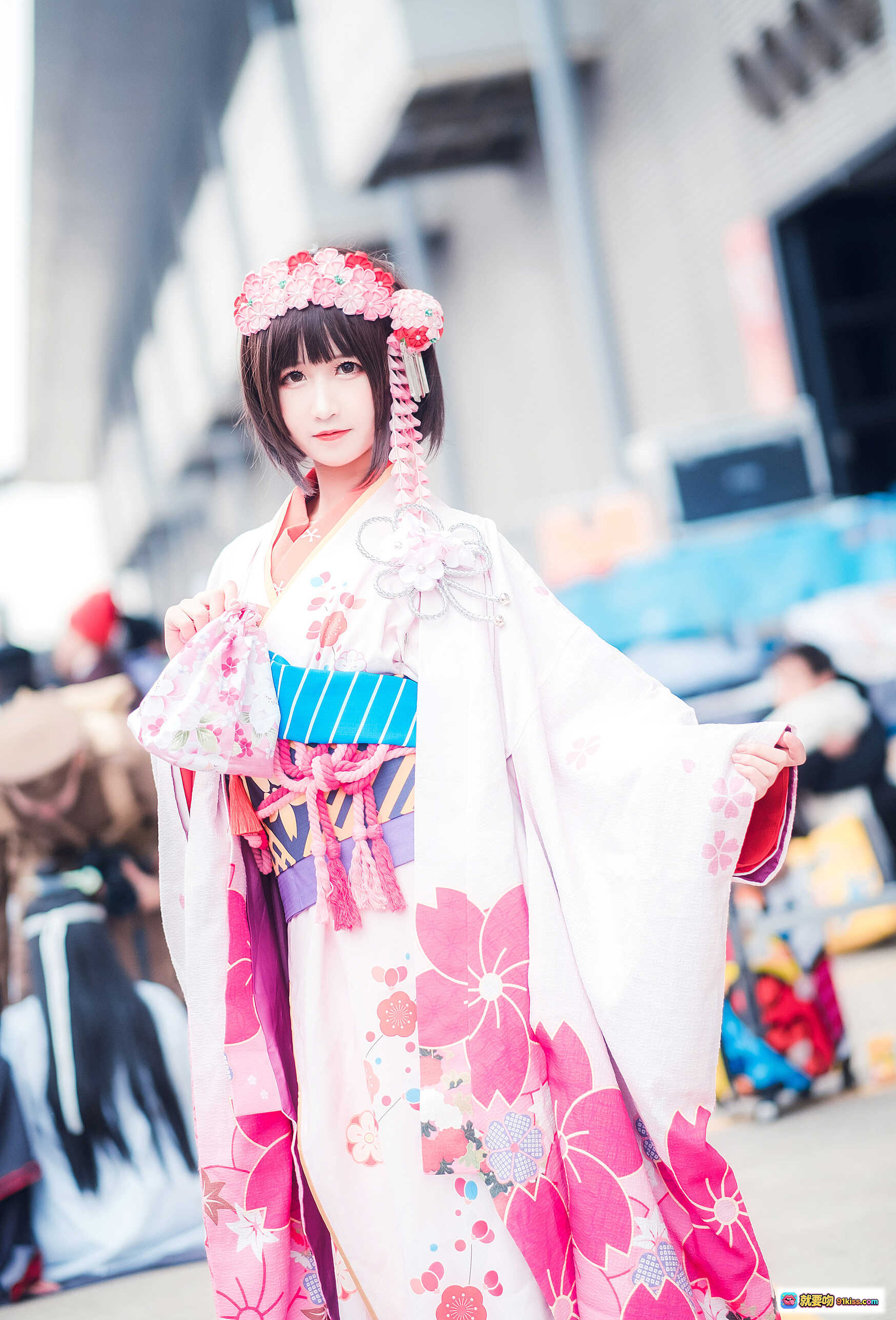 图片[6] - 三度_69 NO.027 路人女主的养成方法 cos写真 | 和风少女 樱花和服 手持纸伞 花环头饰 精致妆容 日系甜美风 - 就要吻