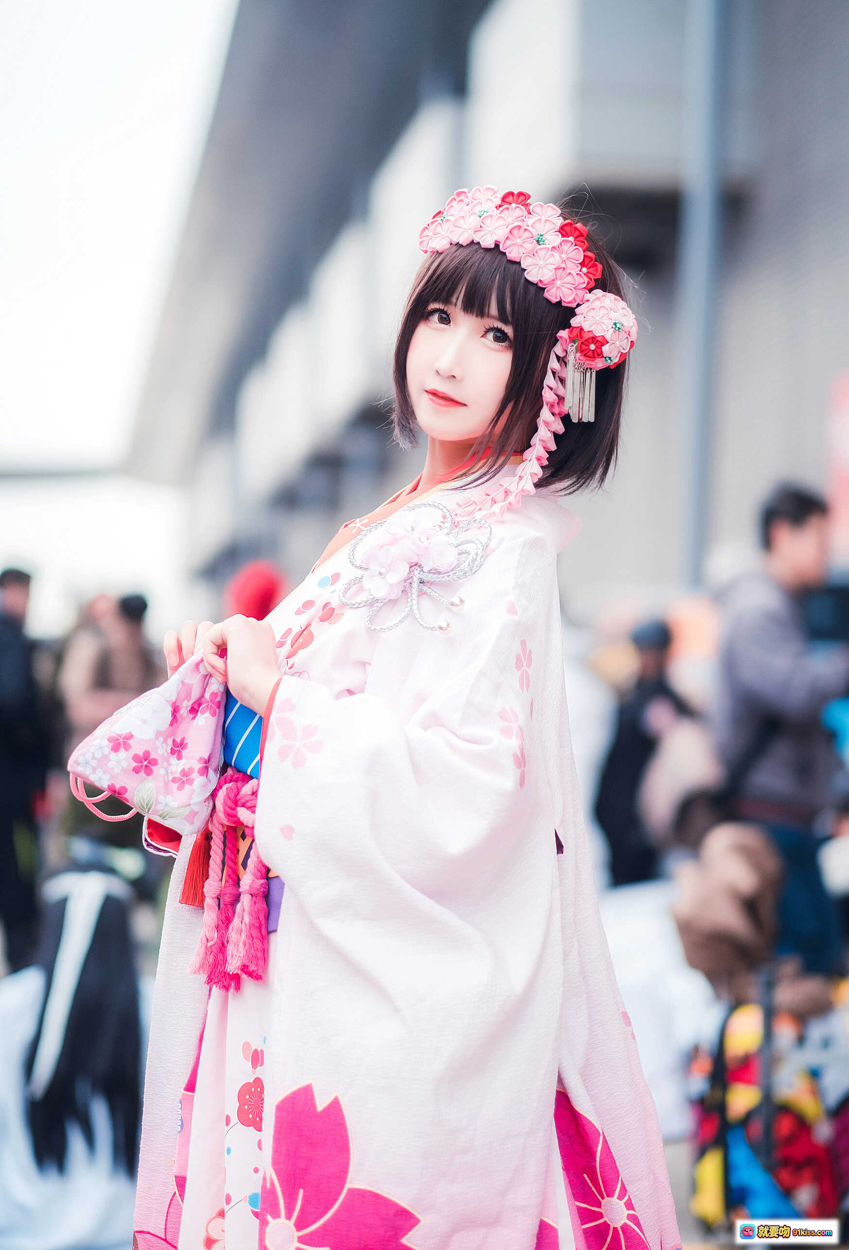 图片[7] - 三度_69 NO.027 路人女主的养成方法 cos写真 | 和风少女 樱花和服 手持纸伞 花环头饰 精致妆容 日系甜美风 - 就要吻