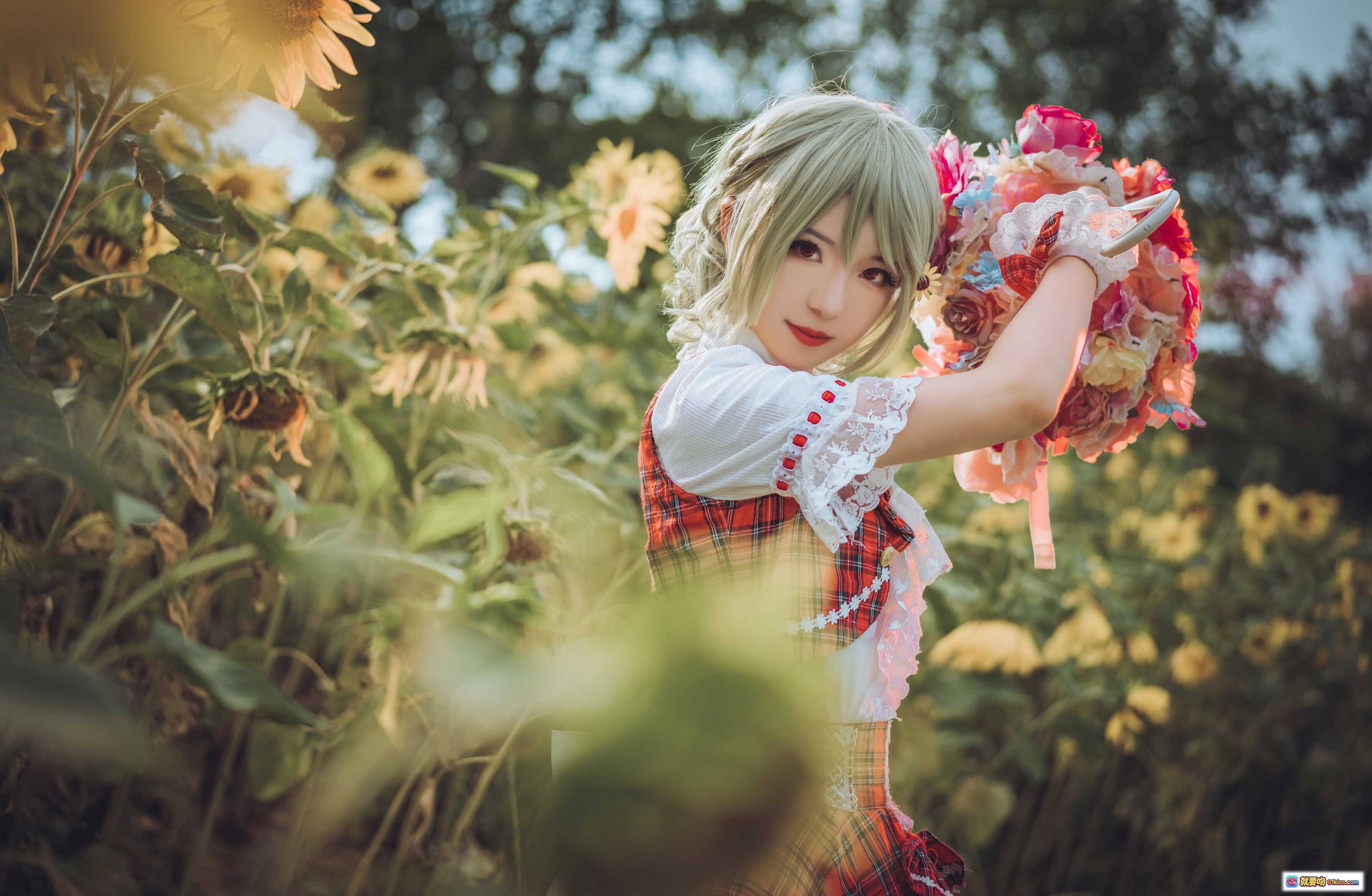 图片[6] - 弥音音NO.024 四季のフラワーマスター 红格洛丽塔裙 向日葵花田 白蕾丝袖口 日系少女写真 自然光外拍 17P高清图集 - 就要吻