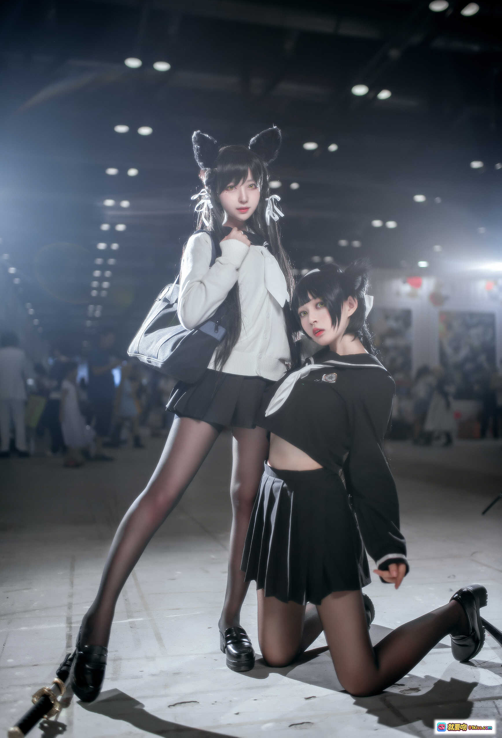 图片[10] - Shika小鹿鹿NO.052爱宕制服Cosplay写真｜双马尾少女持刀造型｜白色军装风格｜精致细节还原｜50P高清图集 - 就要吻