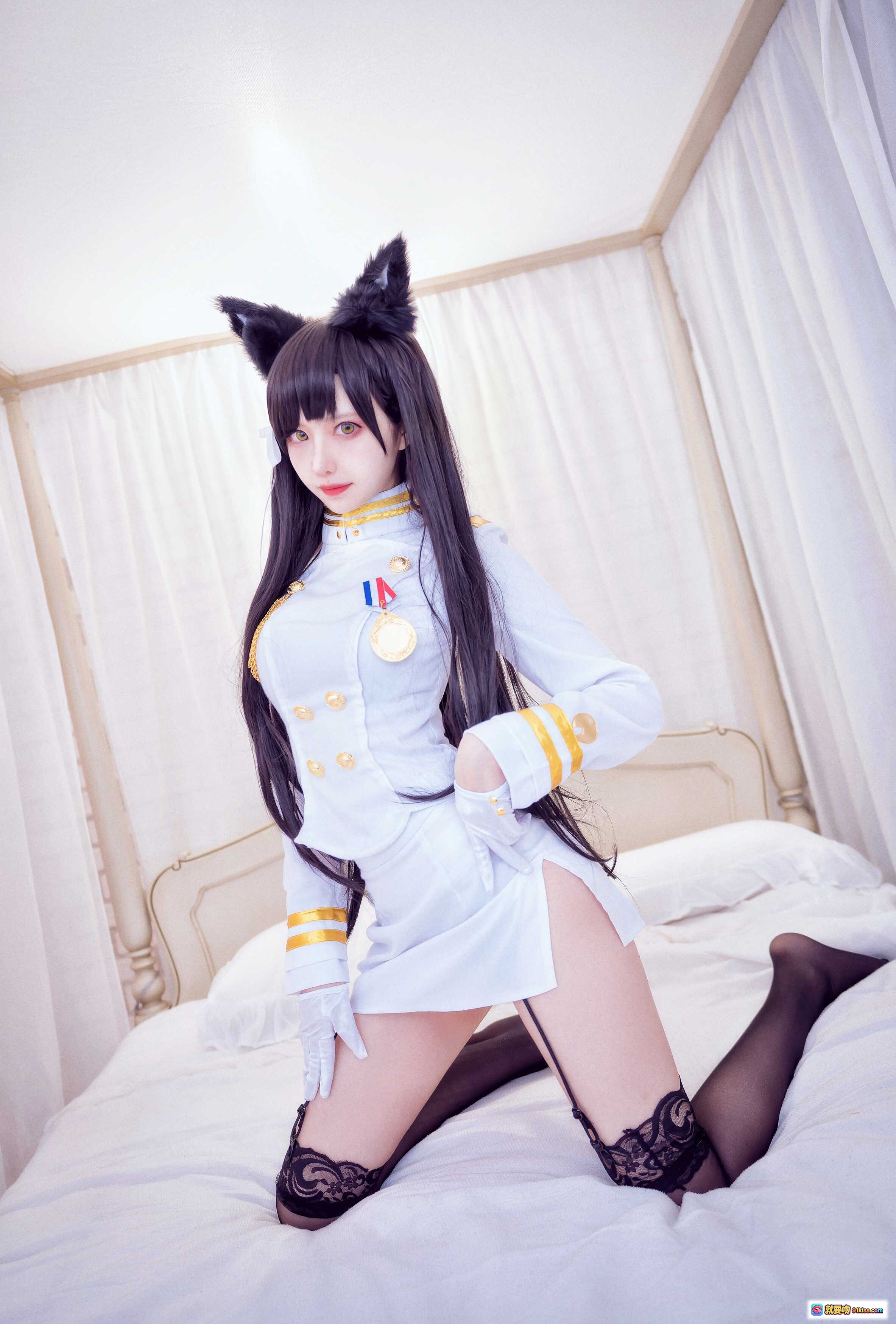 图片[10] - Shika小鹿鹿NO.070爱宕cosplay白裙猫耳少女持刀写真2020高清17P - 就要吻