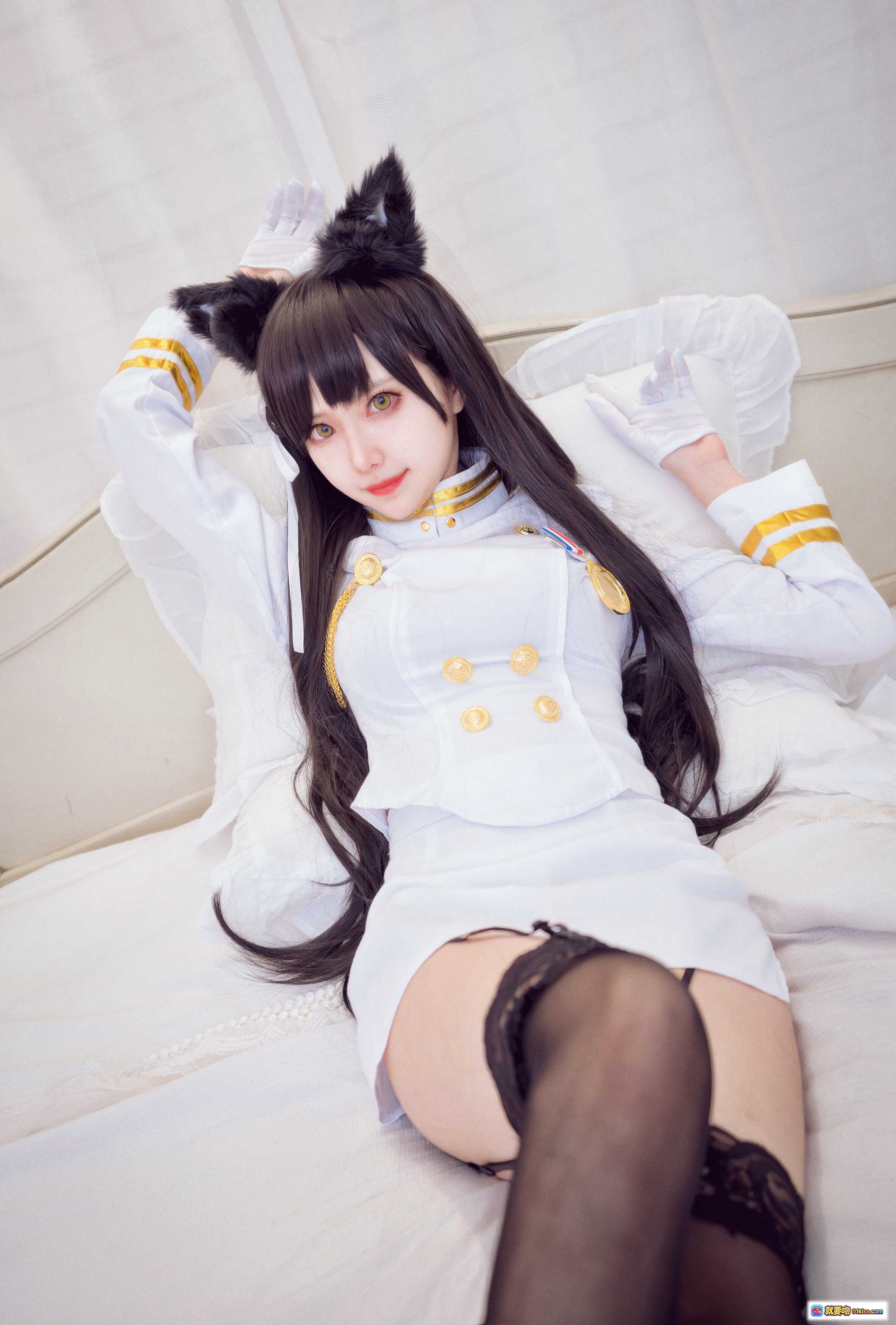 图片[5] - Shika小鹿鹿NO.070爱宕cosplay白裙猫耳少女持刀写真2020高清17P - 就要吻